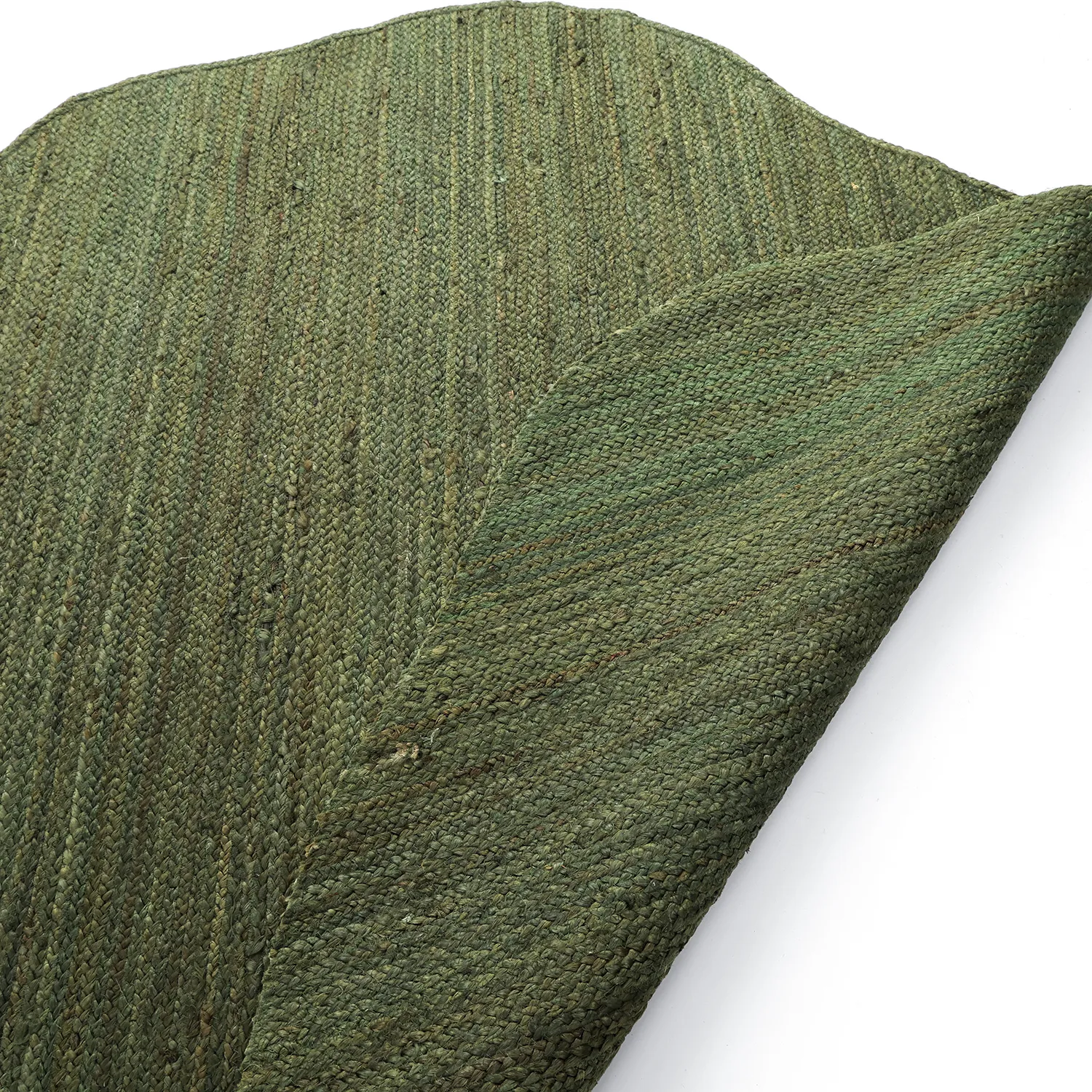 Alfombra redonda irregular de yute - San Francisco (verde militar)