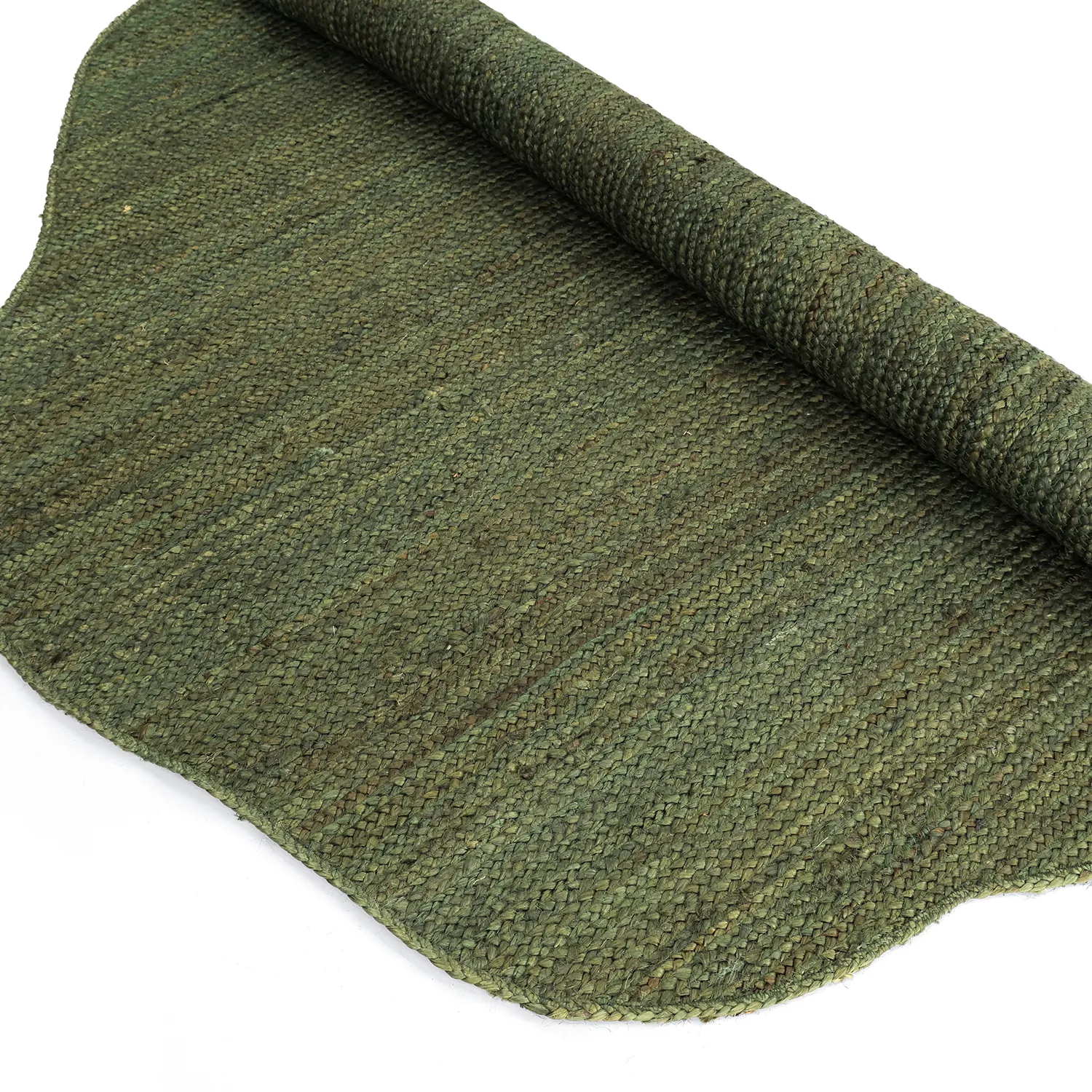 Alfombra redonda irregular de yute - San Francisco (verde militar)