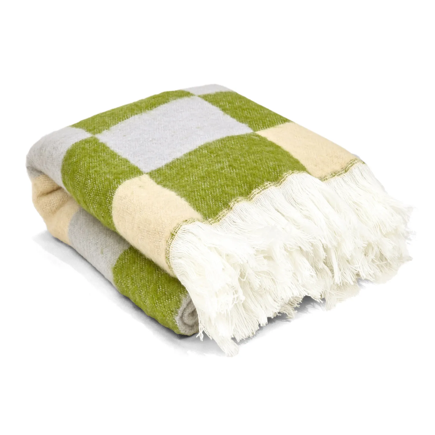 Mantas - Manta de mezcla de lana - Audrey Check (beige/verde/morado)