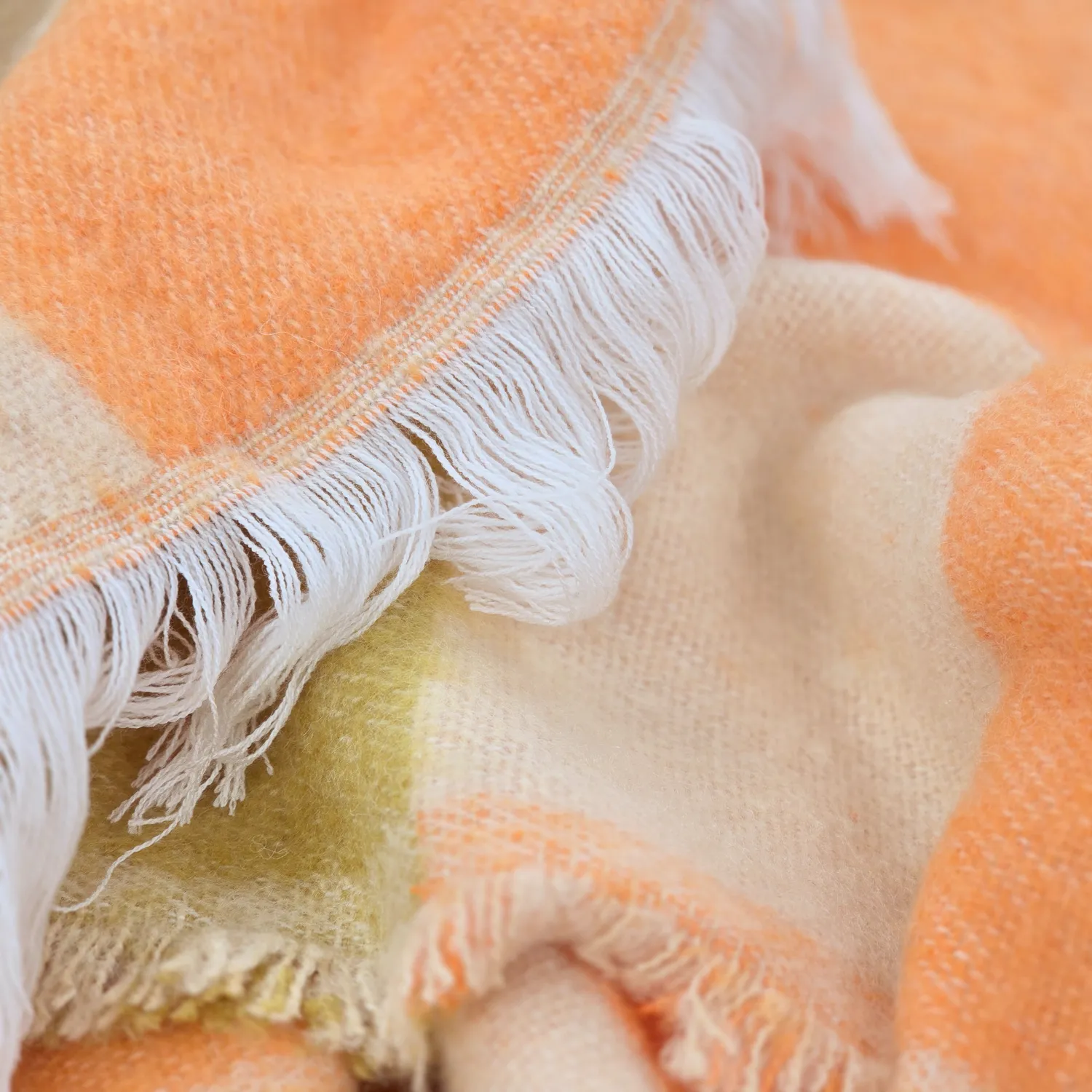 Mantas - Manta de mezcla de lana - Audrey Check (beige/amarillo/naranja)