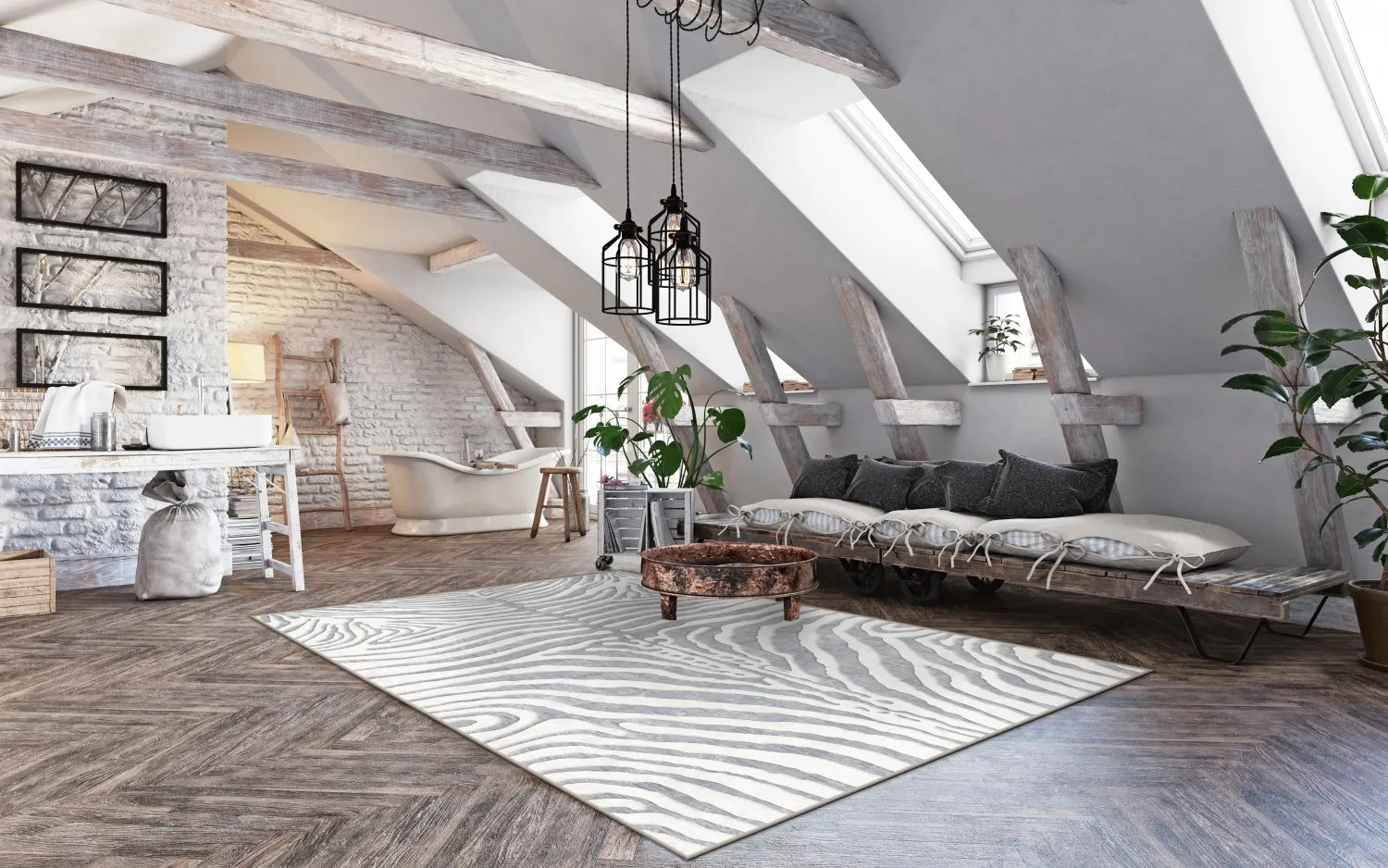 Alfombra Wilton - Zebra (gris/blanco)