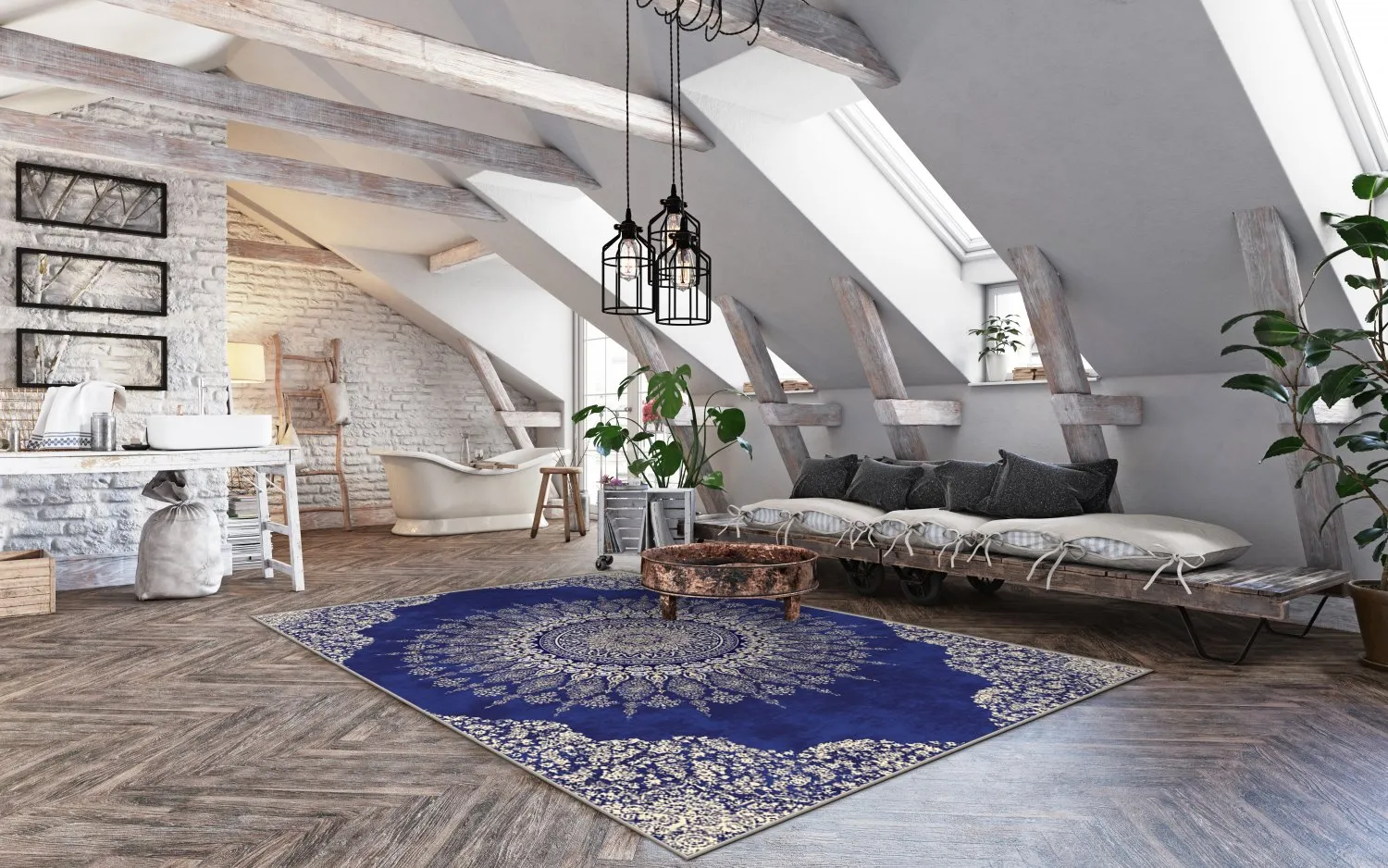 Alfombra Wilton - Sandrigo (azul/beige)