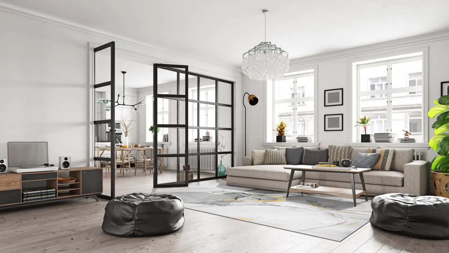 Alfombra Wilton - Manilva (gris/blanco/dorado)