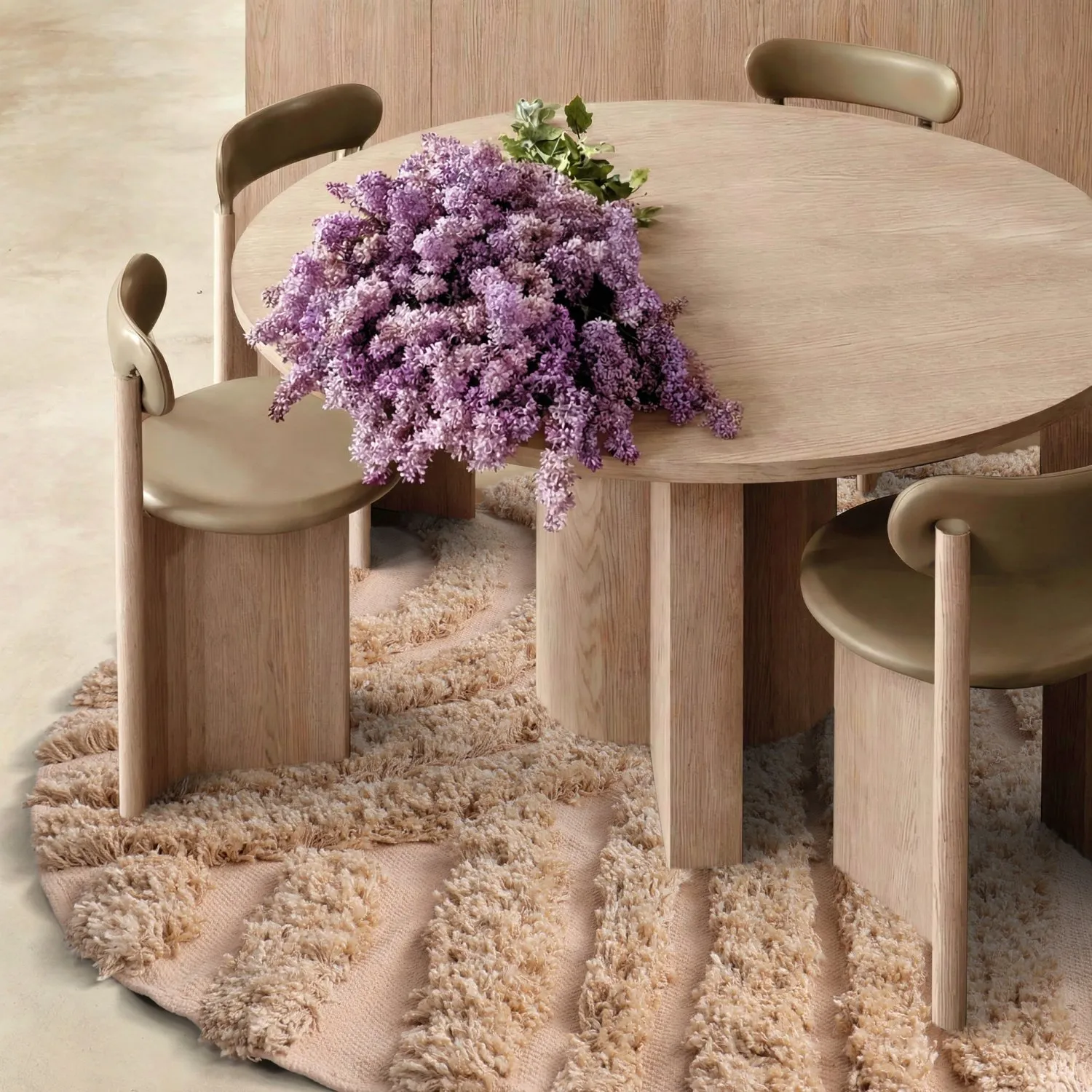 Alfombras redondeadas - Cazorla Natural Cotton Shaggy (beige)