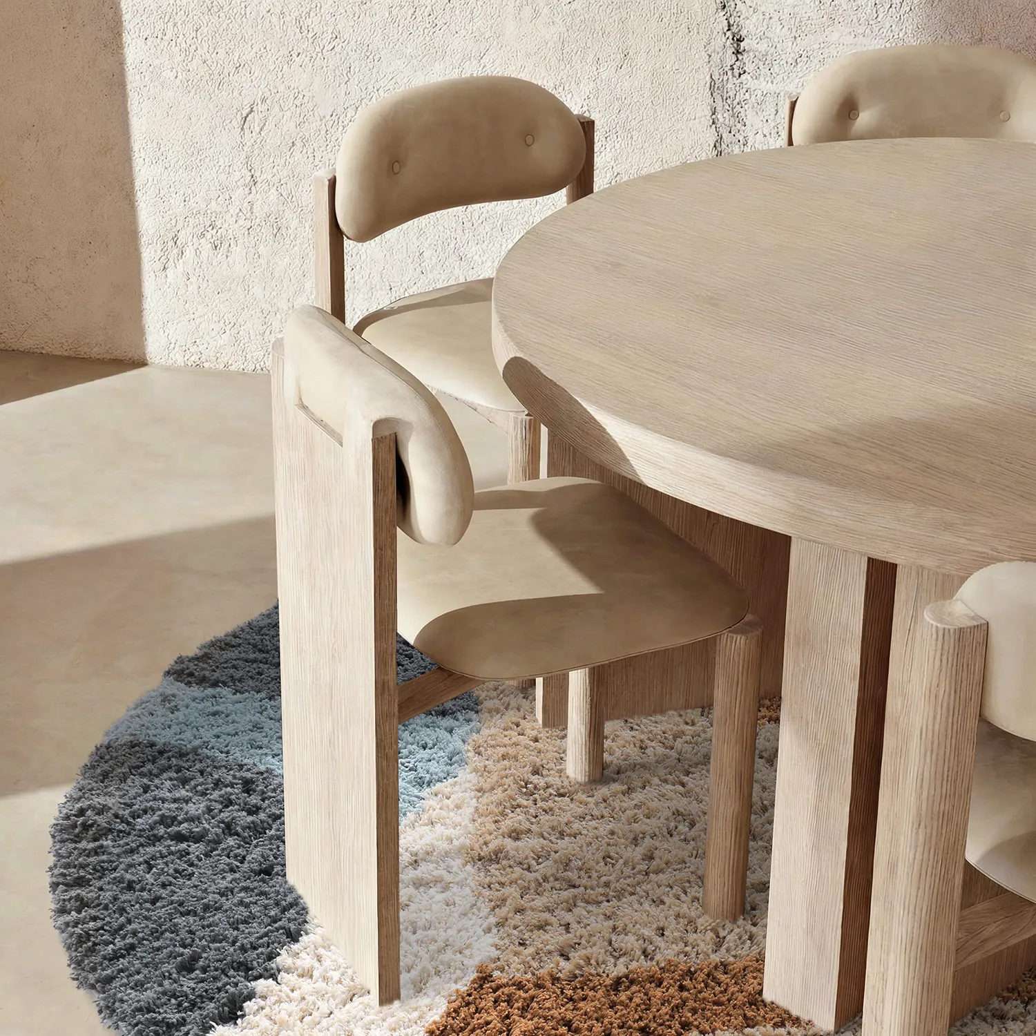 Alfombras redondeadas - Cefalu Natural Cotton Shaggy (multicolor)
