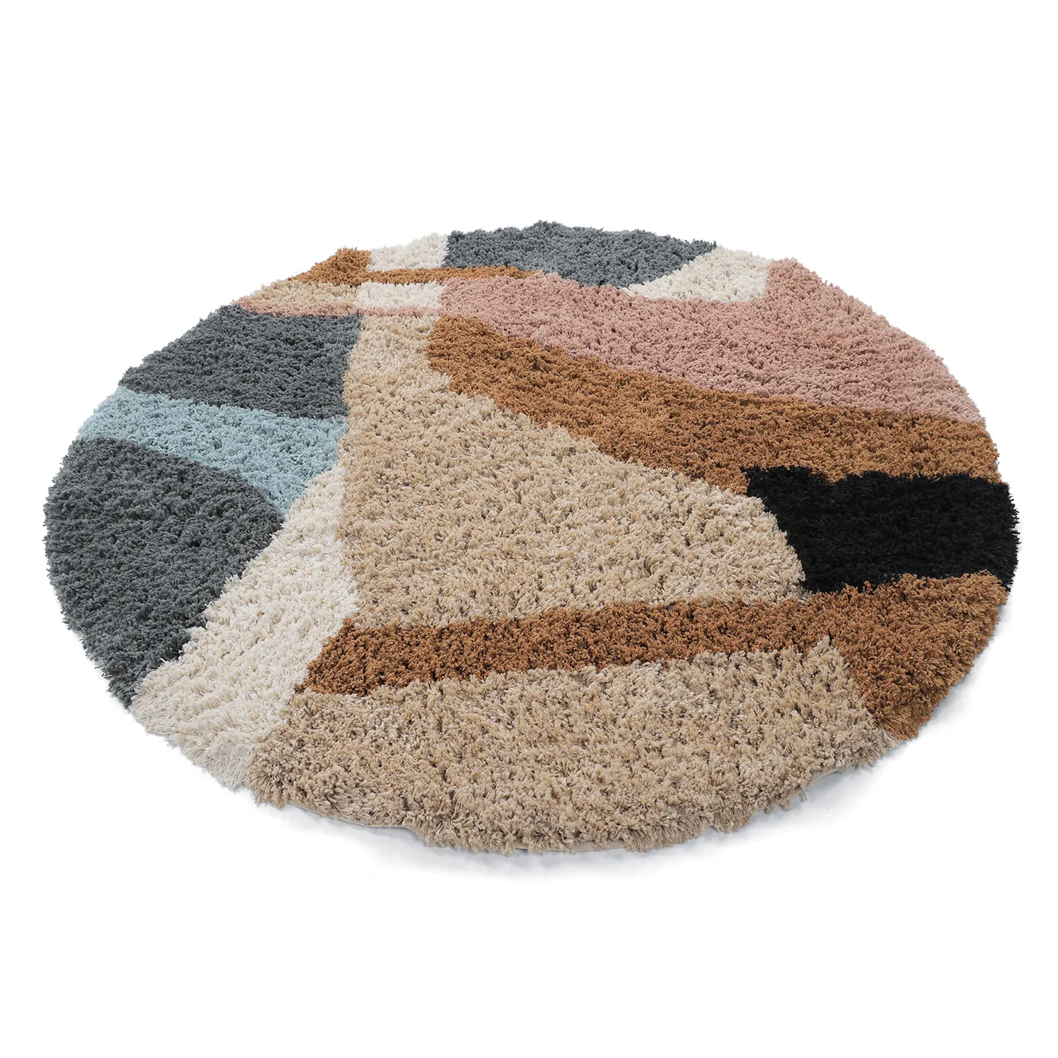 Alfombras redondeadas - Cefalu Natural Cotton Shaggy (multicolor)