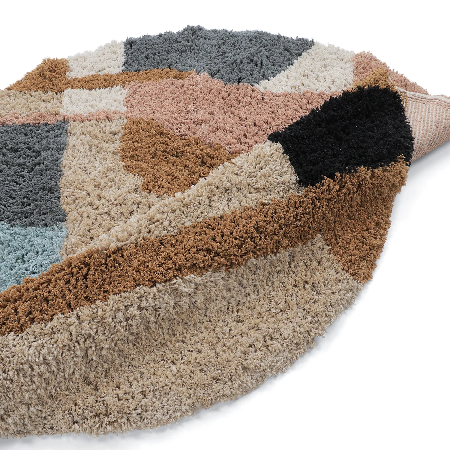 Alfombras redondeadas - Cefalu Natural Cotton Shaggy (multicolor)