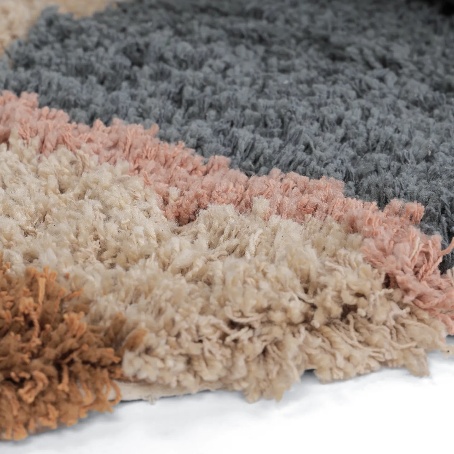 Alfombras redondeadas - Cefalu Natural Cotton Shaggy (multicolor)