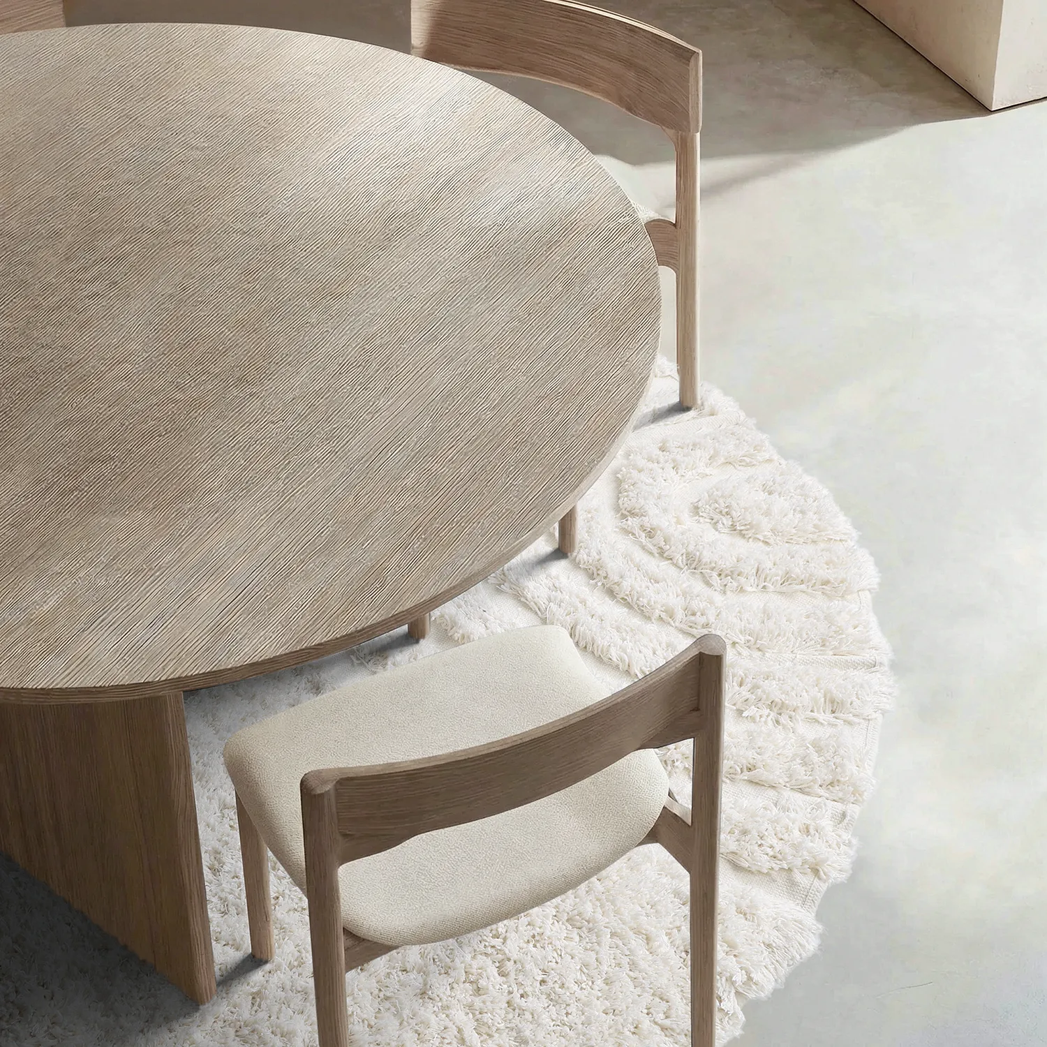 Alfombras redondeadas - Lindos Natural Cotton Shaggy (blanco)