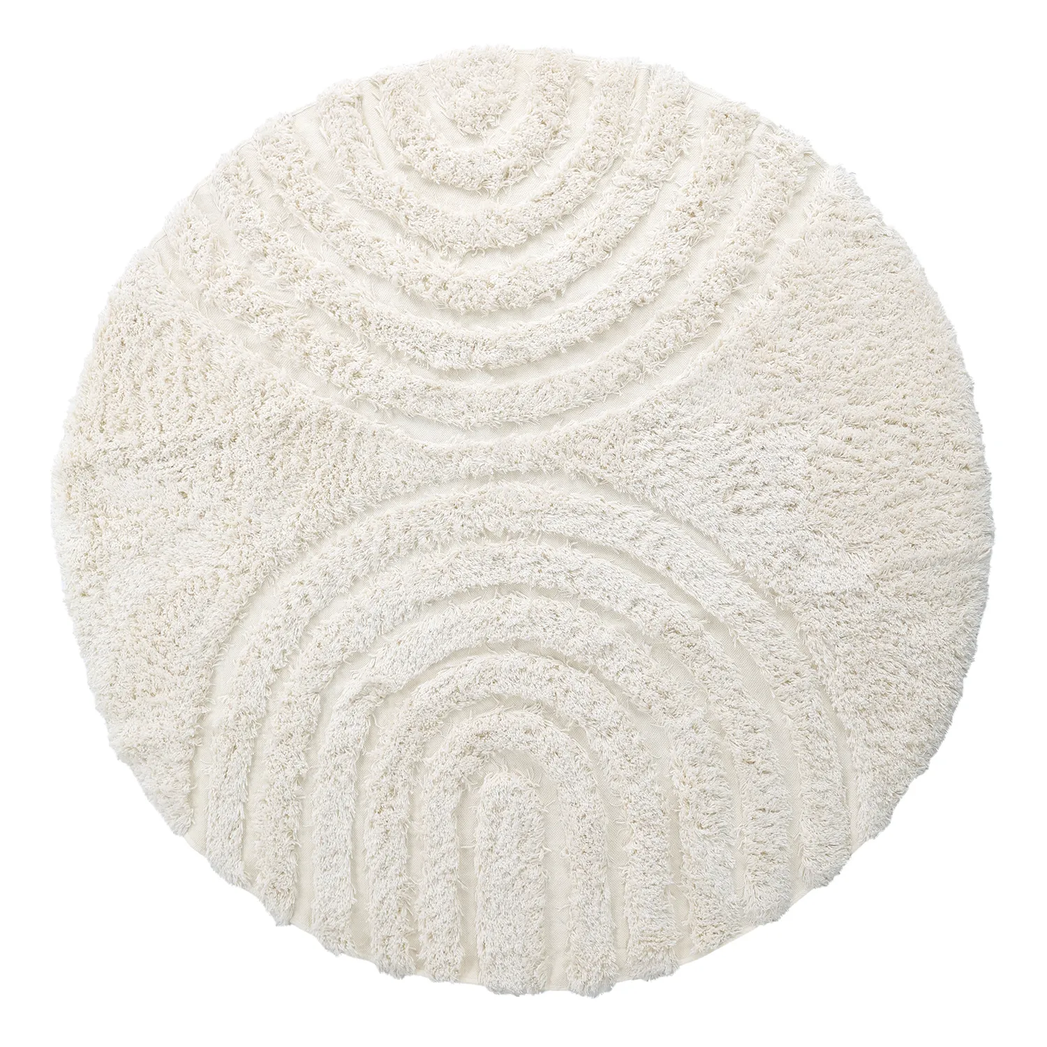 Alfombras redondeadas - Lindos Natural Cotton Shaggy (blanco)
