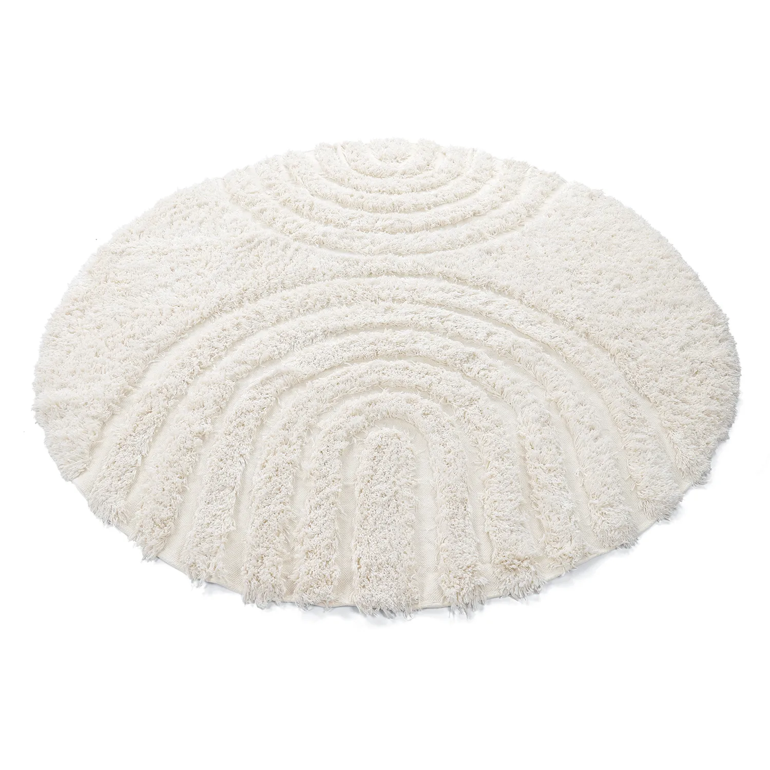 Alfombras redondeadas - Lindos Natural Cotton Shaggy (blanco)