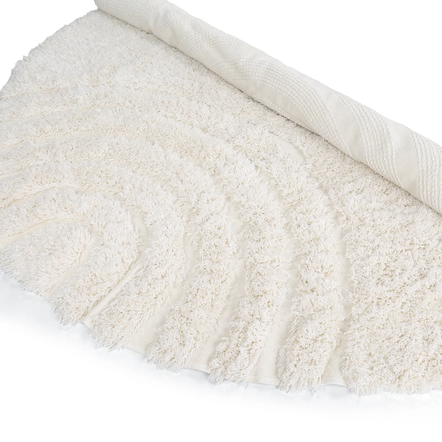 Alfombras redondeadas - Lindos Natural Cotton Shaggy (blanco)