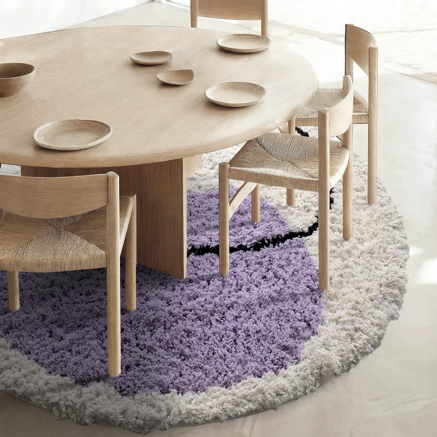 Alfombras redondeadas - Naousa Natural Cotton Shaggy (multicolor)