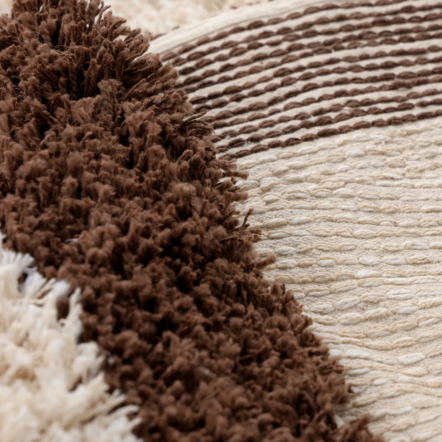 Alfombras redondeadas - Sagres Natural Cotton Shaggy (blanco roto/marrón)