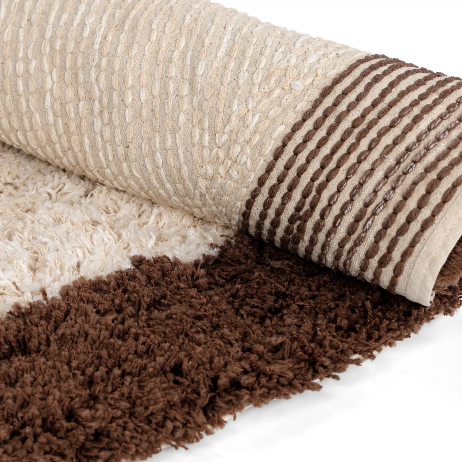 Alfombras redondeadas - Sagres Natural Cotton Shaggy (blanco roto/marrón)