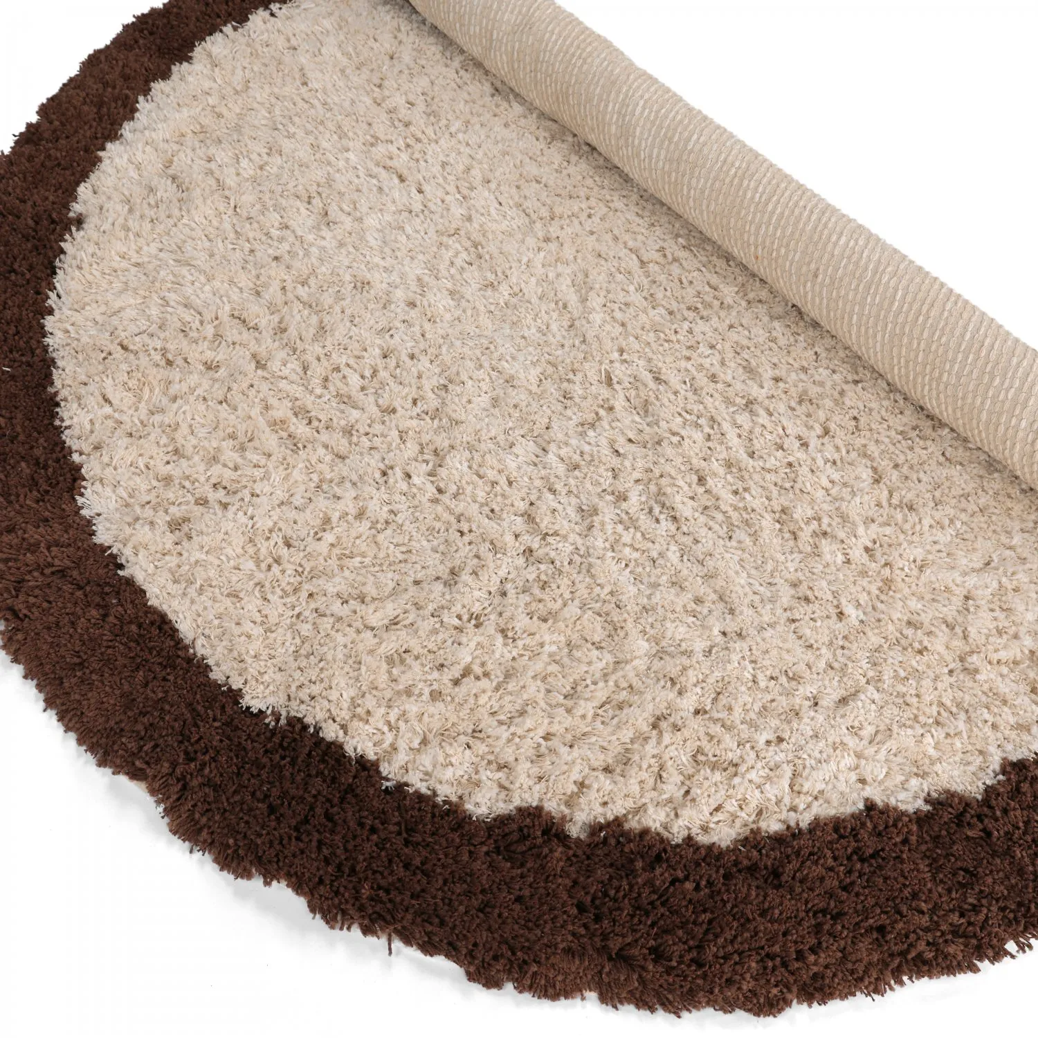 Alfombras redondeadas - Sagres Natural Cotton Shaggy (blanco roto/marrón)
