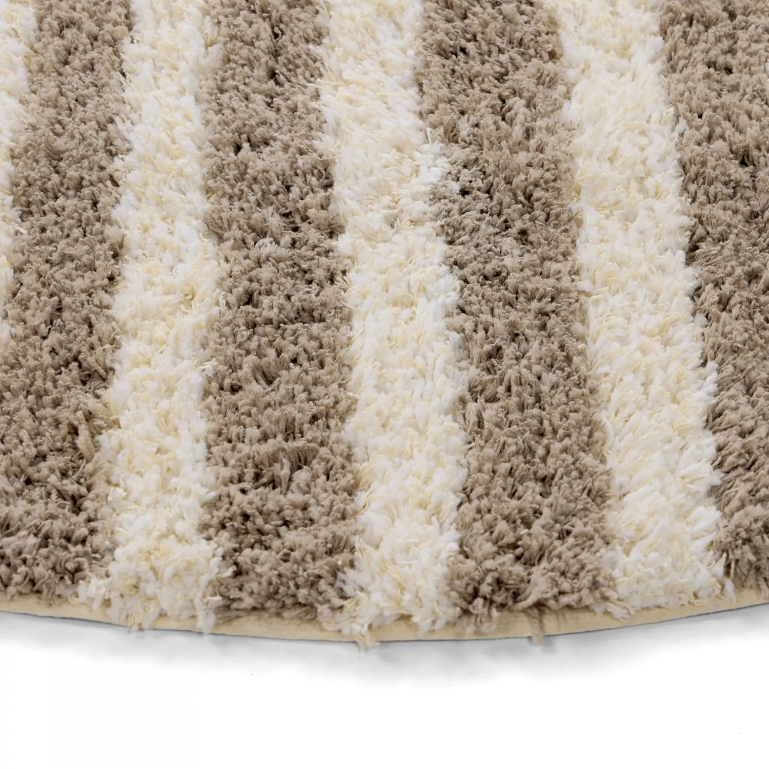 Alfombras redondeadas - Thira Stripe Cotton Shaggy (crema/taupe)