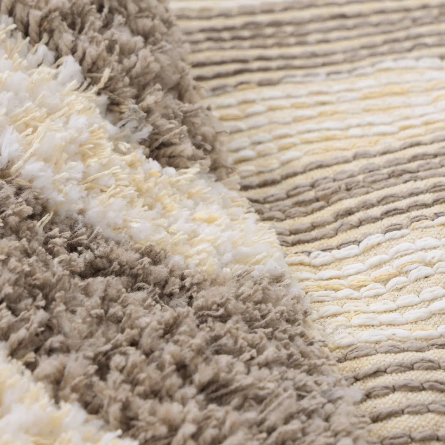 Alfombras redondeadas - Thira Stripe Cotton Shaggy (crema/taupe)