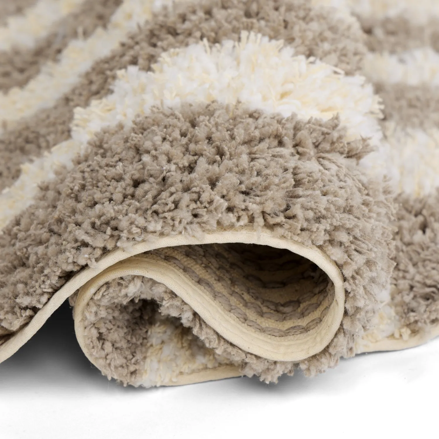 Alfombras redondeadas - Thira Stripe Cotton Shaggy (crema/taupe)