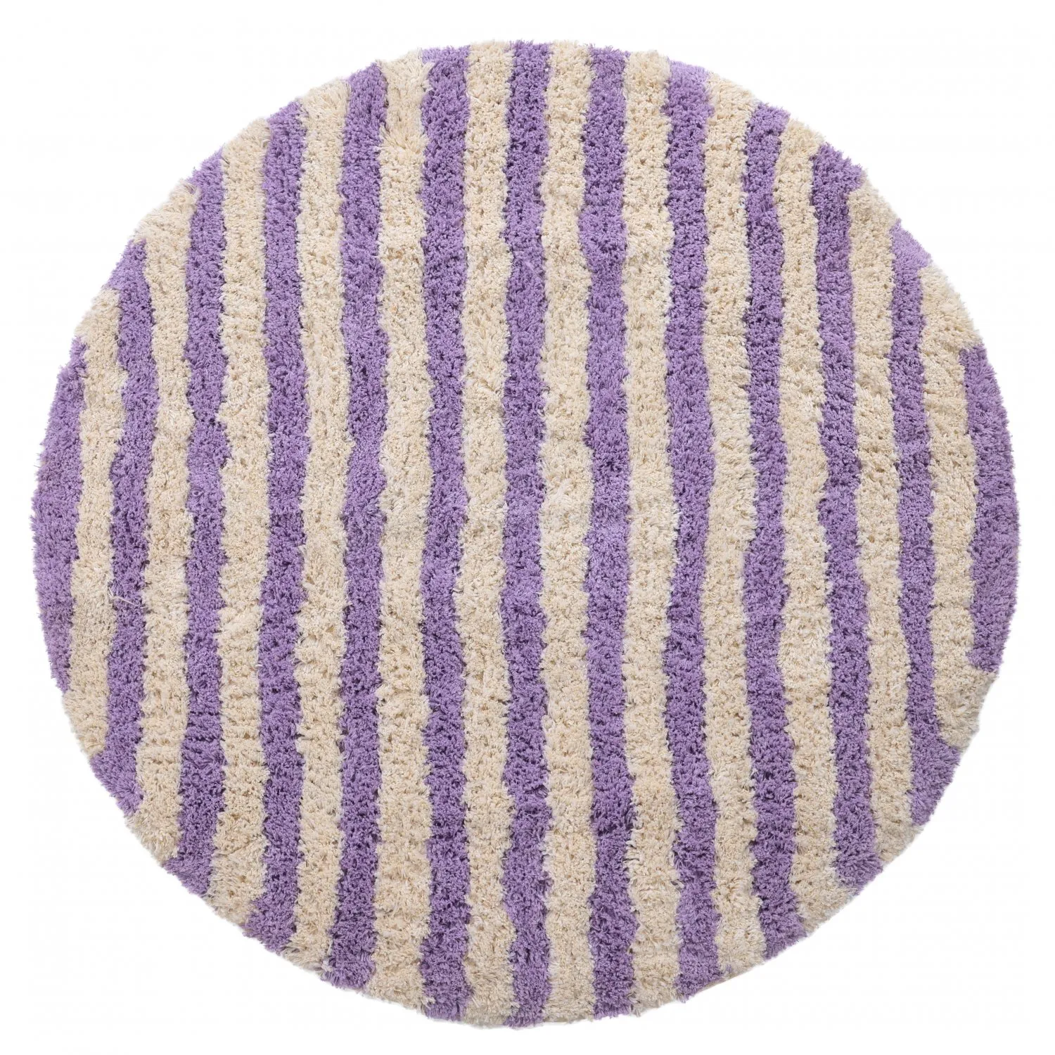 Alfombras redondeadas - Thira Stripe Cotton Shaggy (crema/violeta claro)