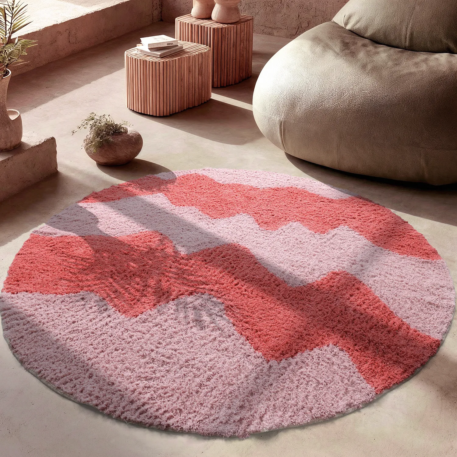 Alfombras de pelo largo - Amira Natural Cotton Shaggy (rosa)