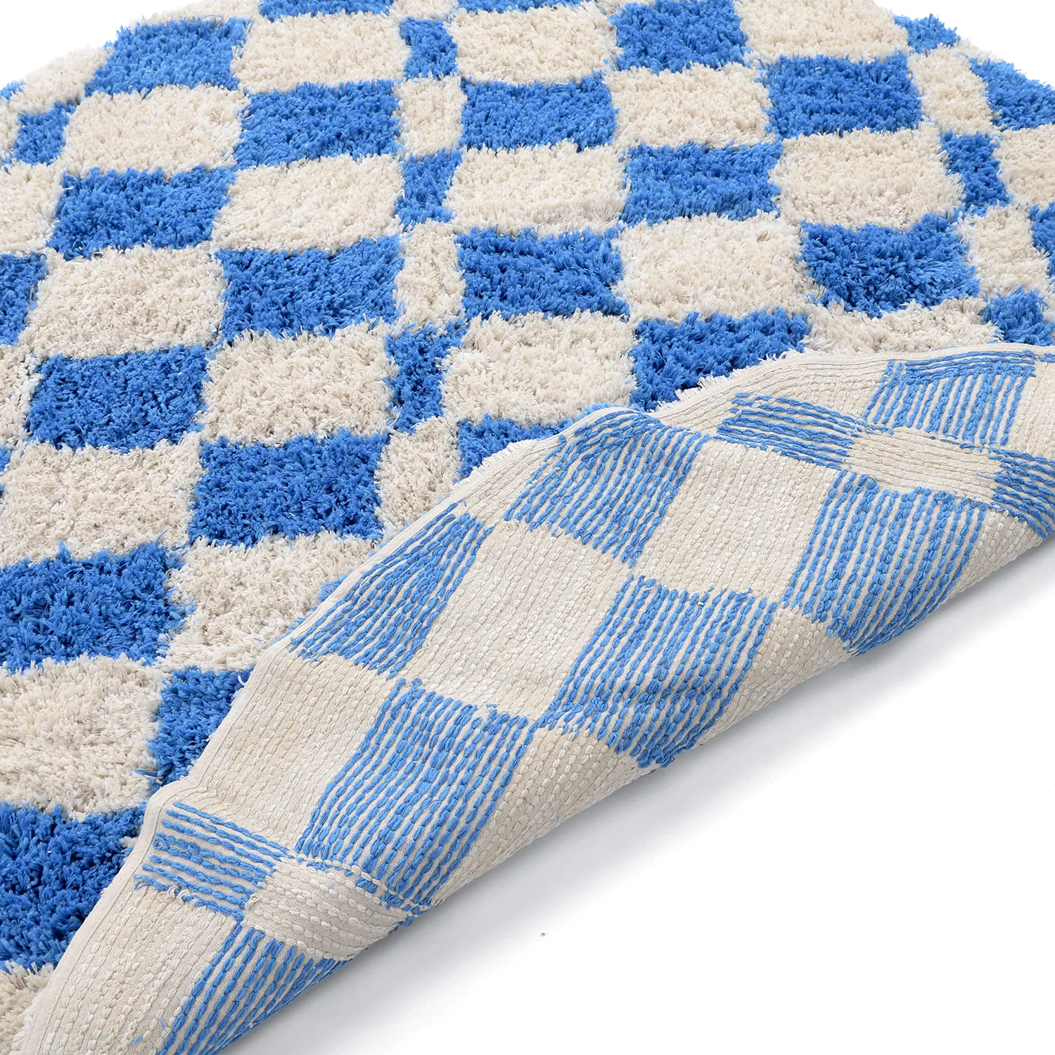 Alfombras redondeadas - Atrani Natural Cotton Shaggy (azul)