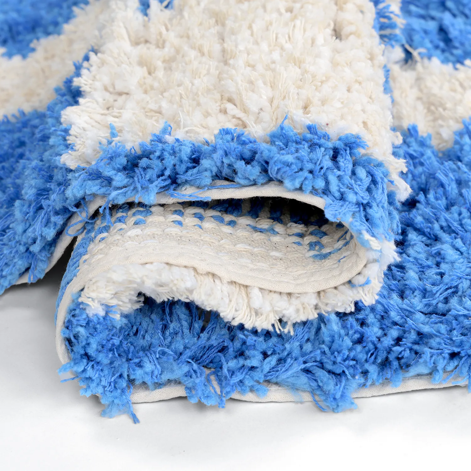 Alfombras redondeadas - Atrani Natural Cotton Shaggy (azul)