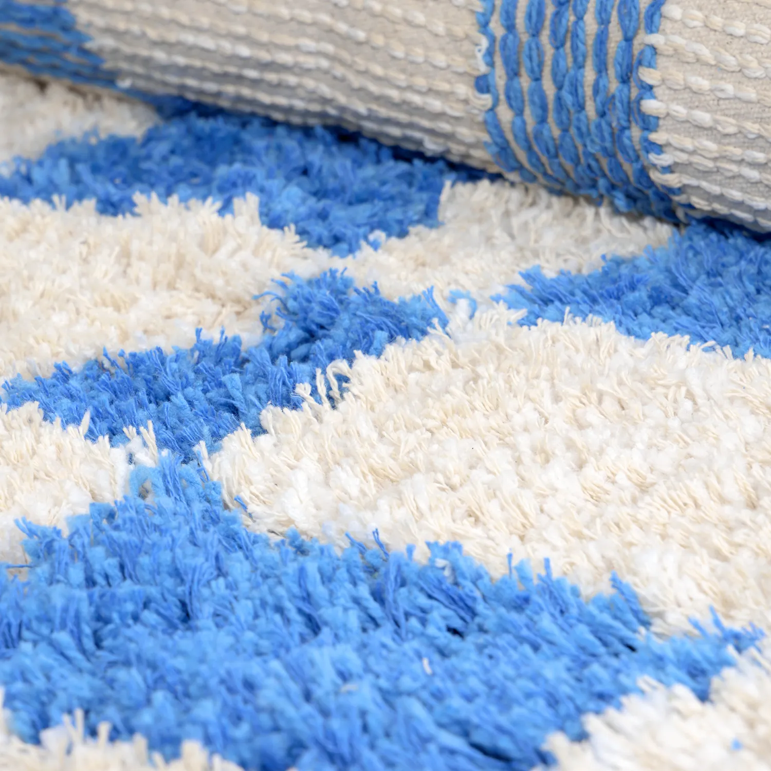 Alfombras redondeadas - Atrani Natural Cotton Shaggy (azul)