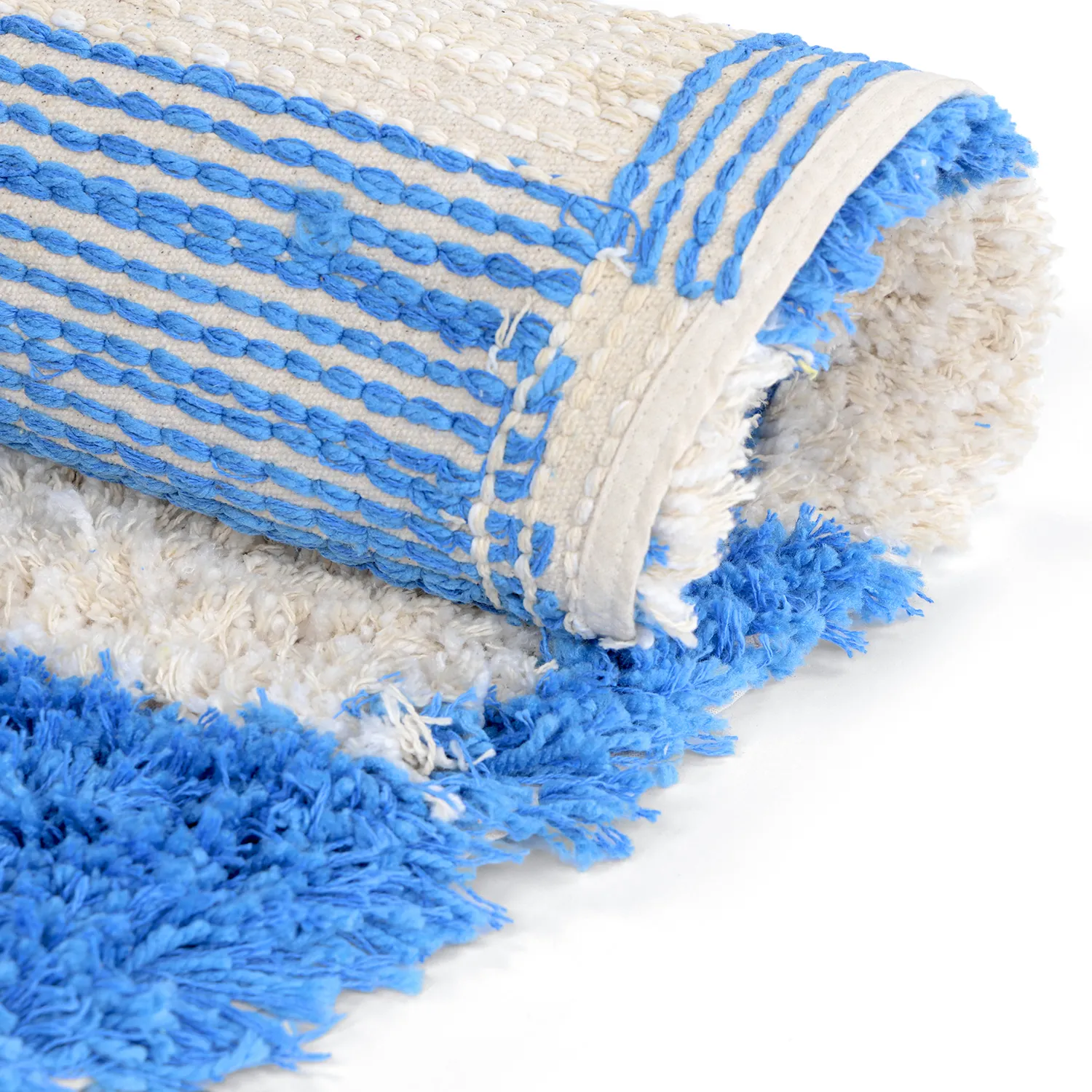 Alfombras redondeadas - Atrani Natural Cotton Shaggy (azul)