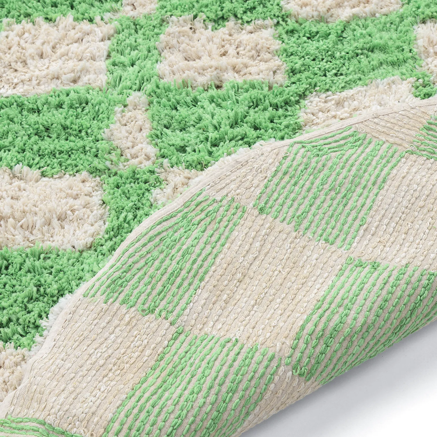 Alfombras redondeadas - Atrani Natural Cotton Shaggy (verde)