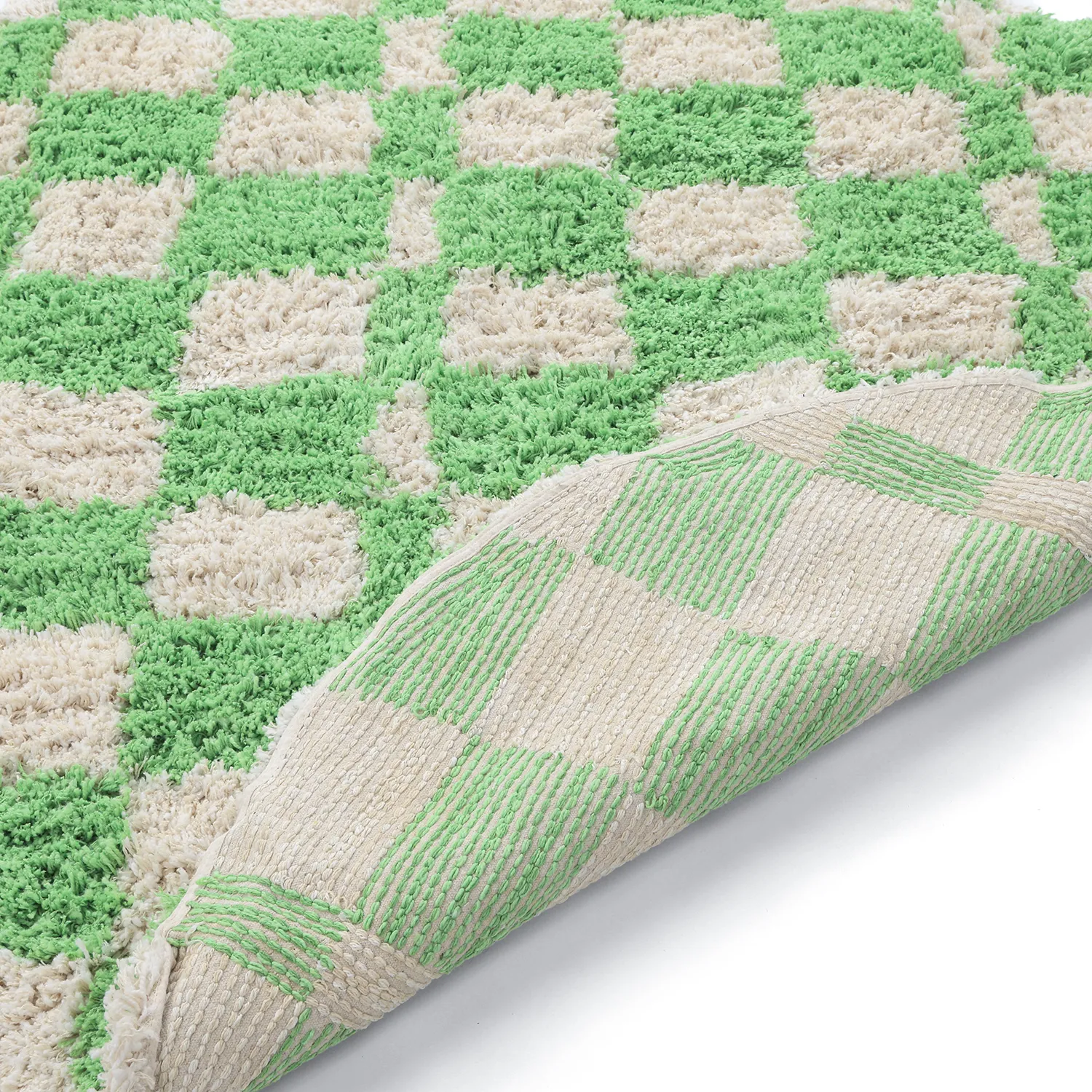 Alfombras redondeadas - Atrani Natural Cotton Shaggy (verde)