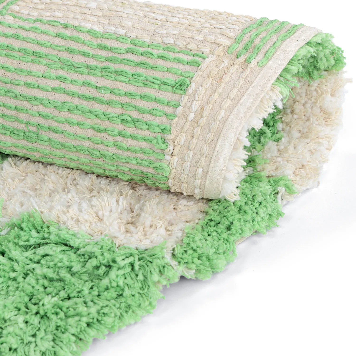 Alfombras redondeadas - Atrani Natural Cotton Shaggy (verde)