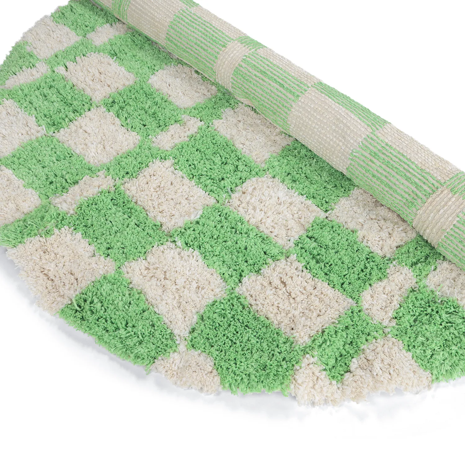 Alfombras redondeadas - Atrani Natural Cotton Shaggy (verde)