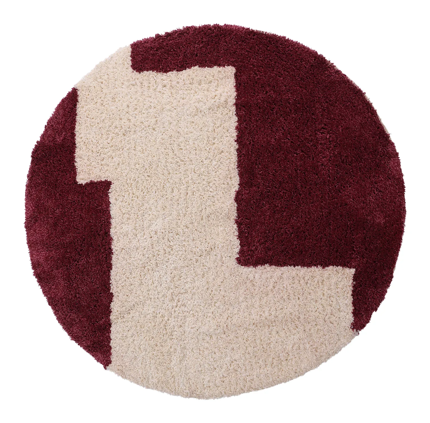 Alfombras redondeadas - Begur Natural Cotton Shaggy (blanco roto/burdeos)