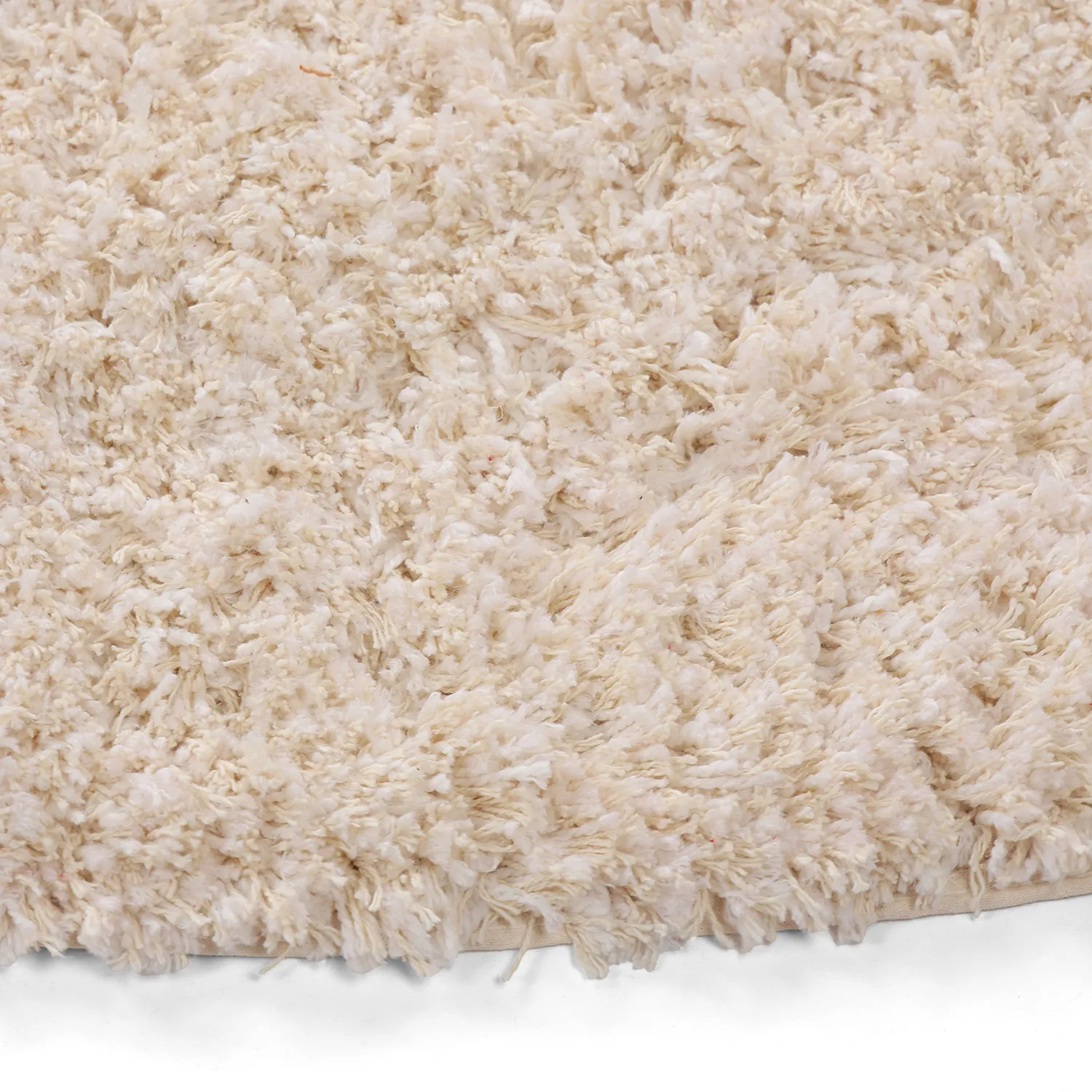 Alfombras redondeadas - Begur Natural Cotton Shaggy (blanco roto/burdeos)