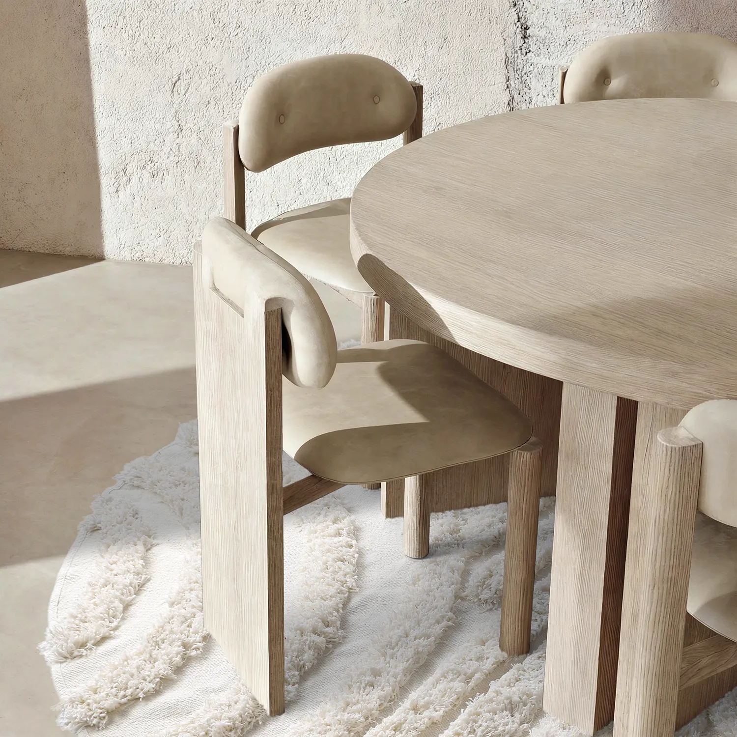 Alfombras redondeadas - Cazorla Natural Cotton Shaggy (blanquecino)