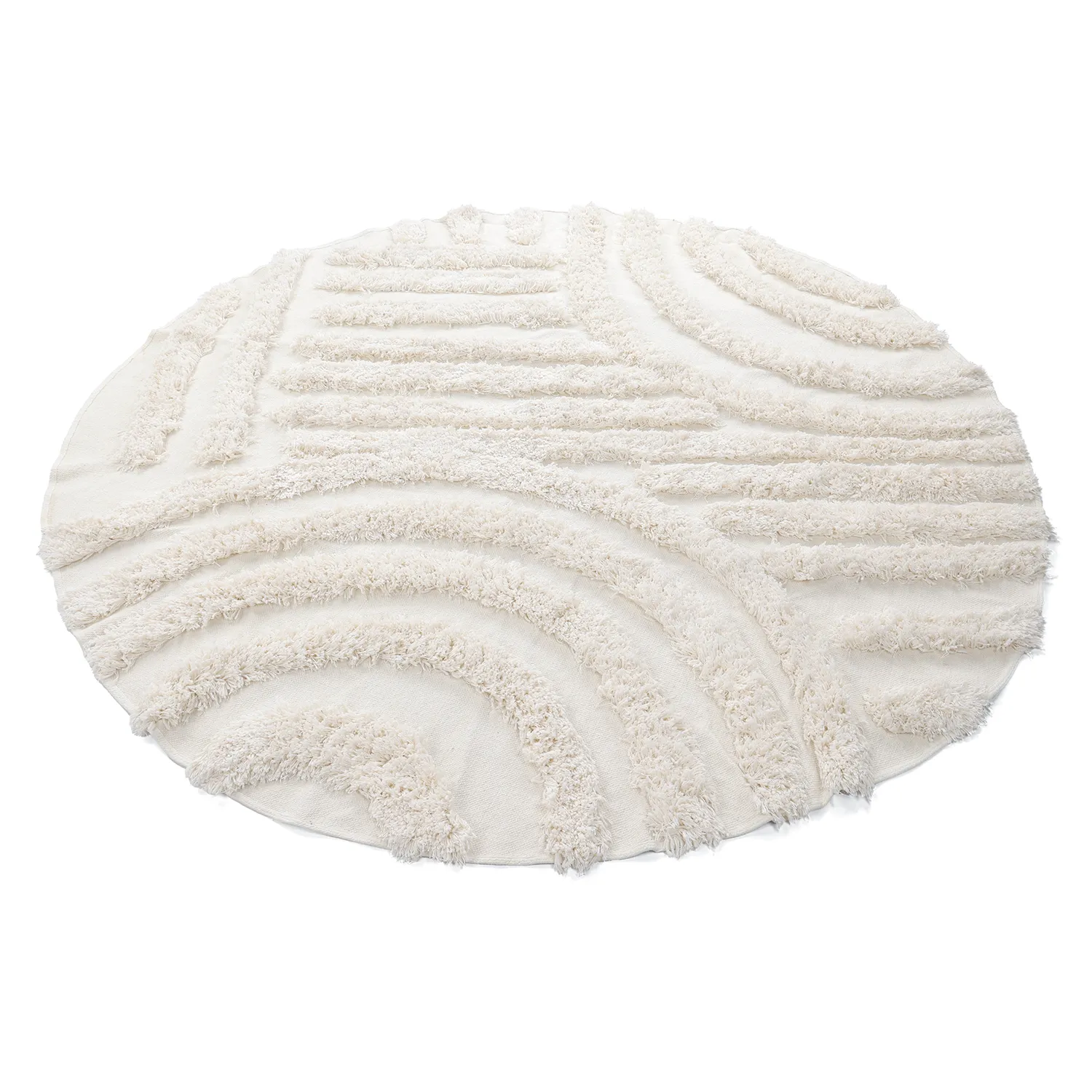 Alfombras redondeadas - Cazorla Natural Cotton Shaggy (blanquecino)