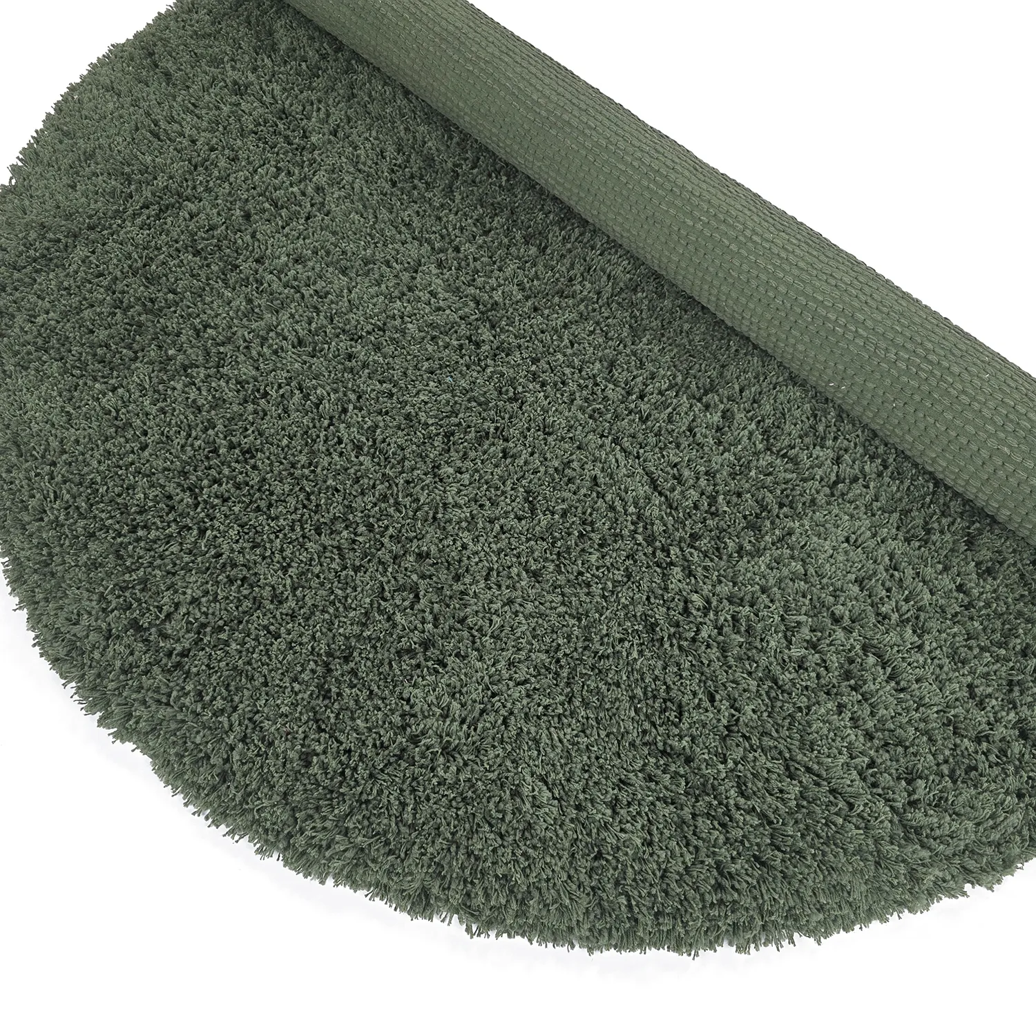 Alfombras redondeadas - Combarro Solid Cotton Shaggy (verde)