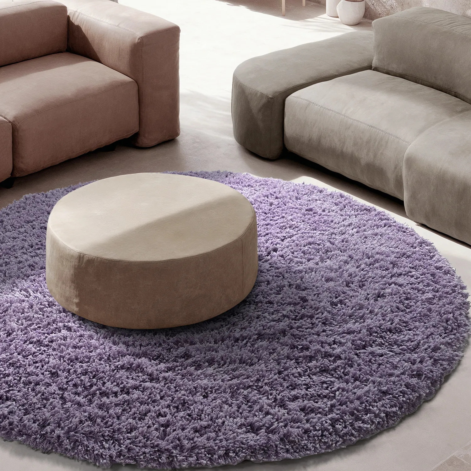 Alfombras redondeadas - Combarro Solid Cotton Shaggy (violeta claro)