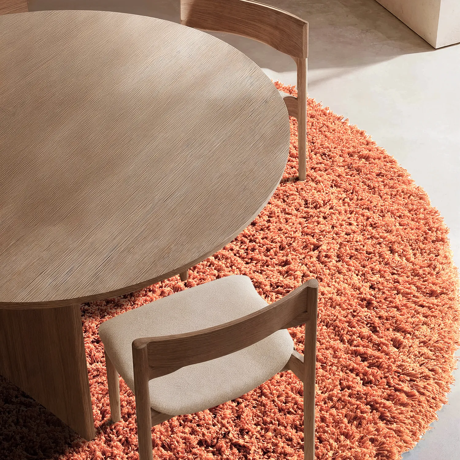 Alfombras redondeadas - Combarro Solid Cotton Shaggy (naranja claro)