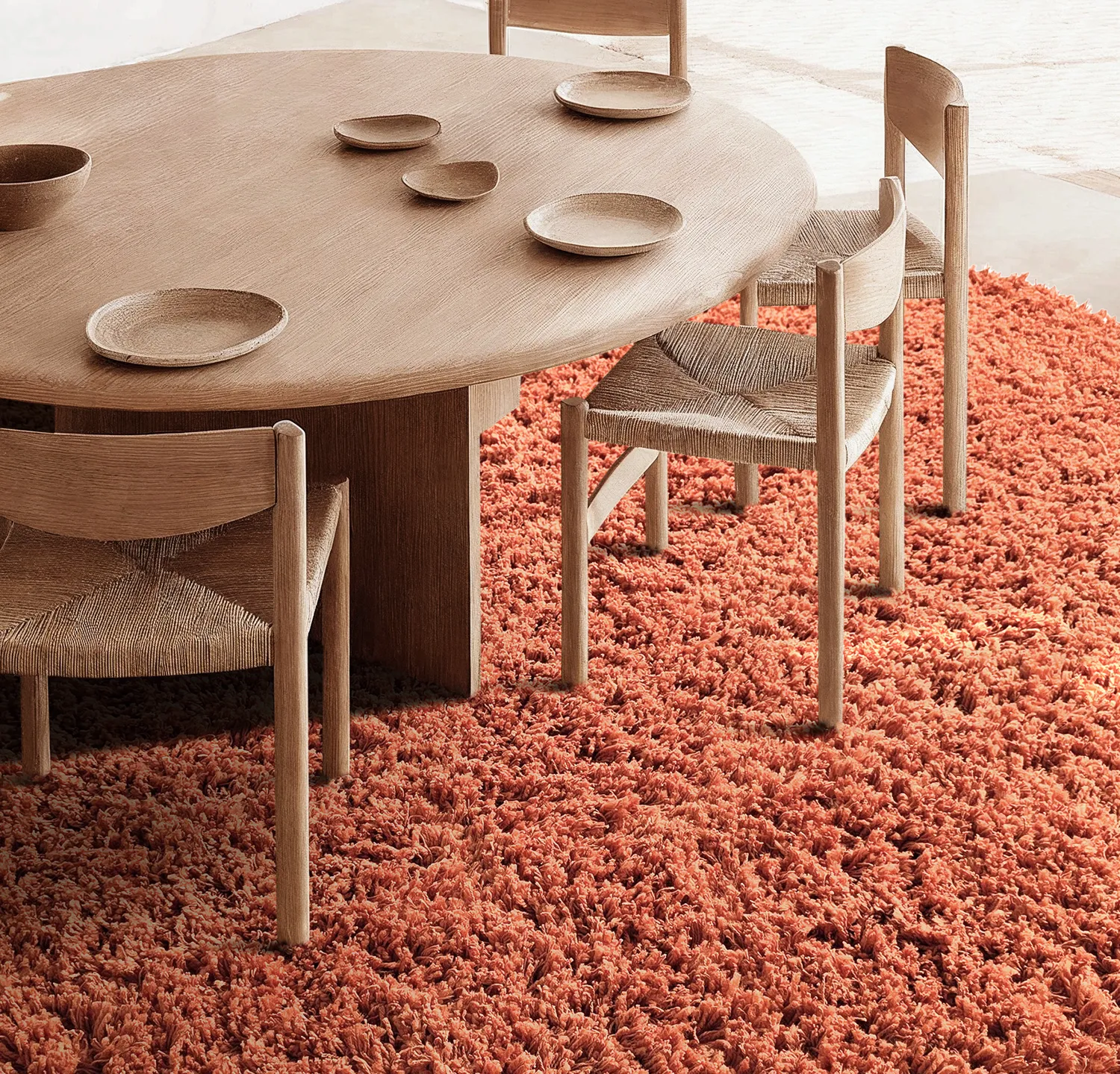 Alfombras redondeadas - Combarro Solid Cotton Shaggy (naranja claro)