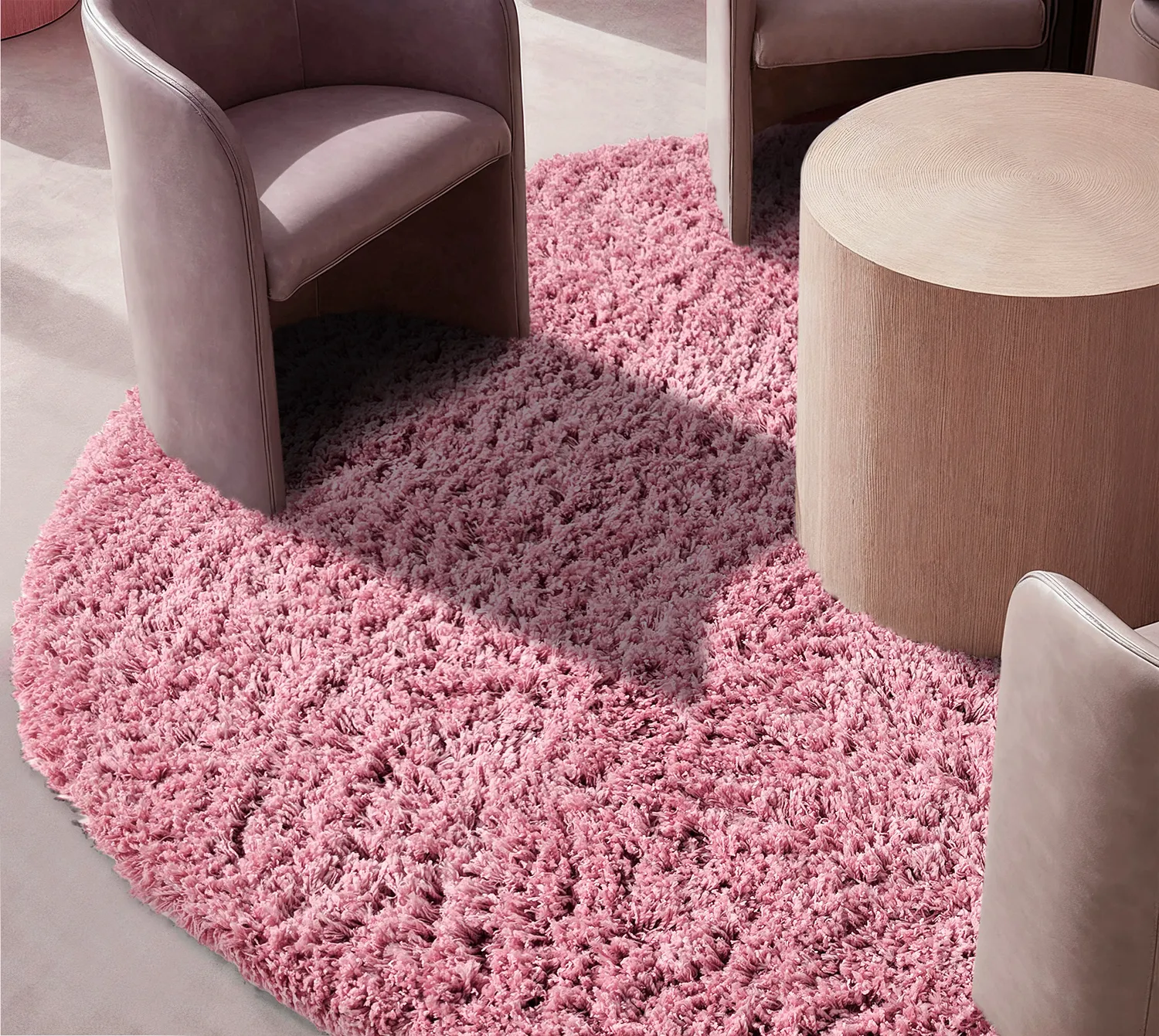 Alfombras redondeadas - Combarro Solid Cotton Shaggy (rosa claro)