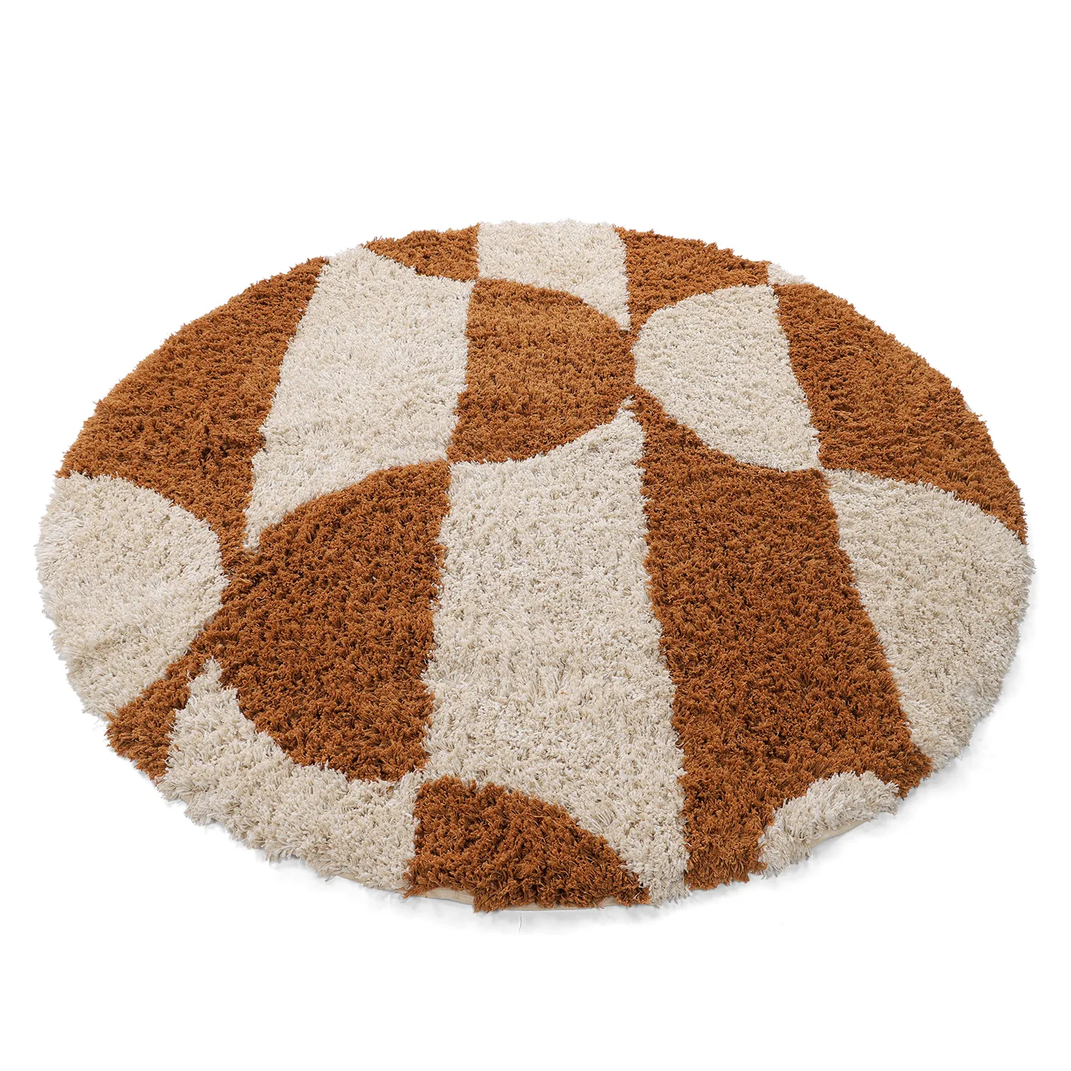 Alfombras redondeadas - Kalymnos Natural Cotton Shaggy (blanco roto/ocre)