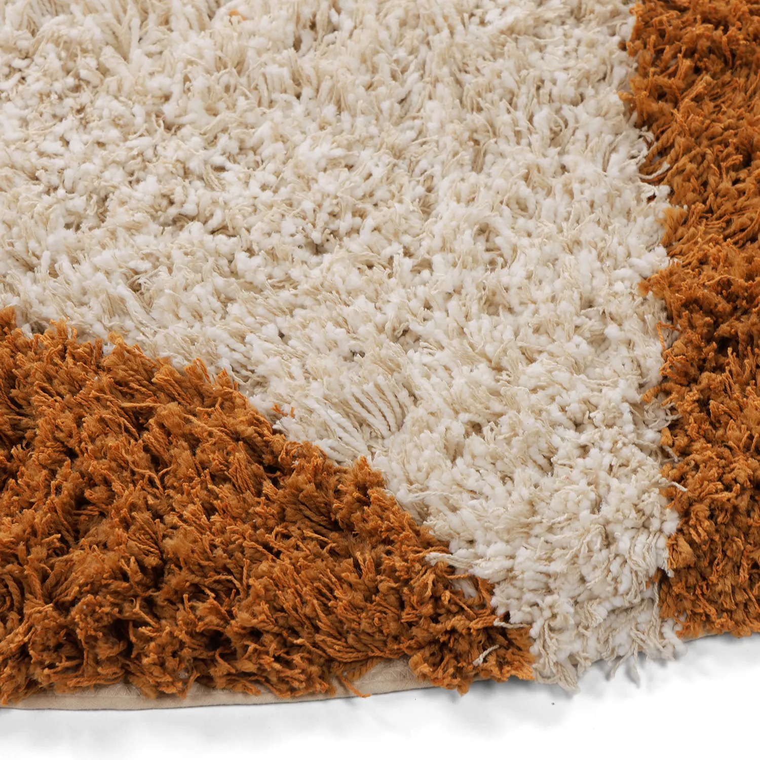 Alfombras redondeadas - Kalymnos Natural Cotton Shaggy (blanco roto/ocre)