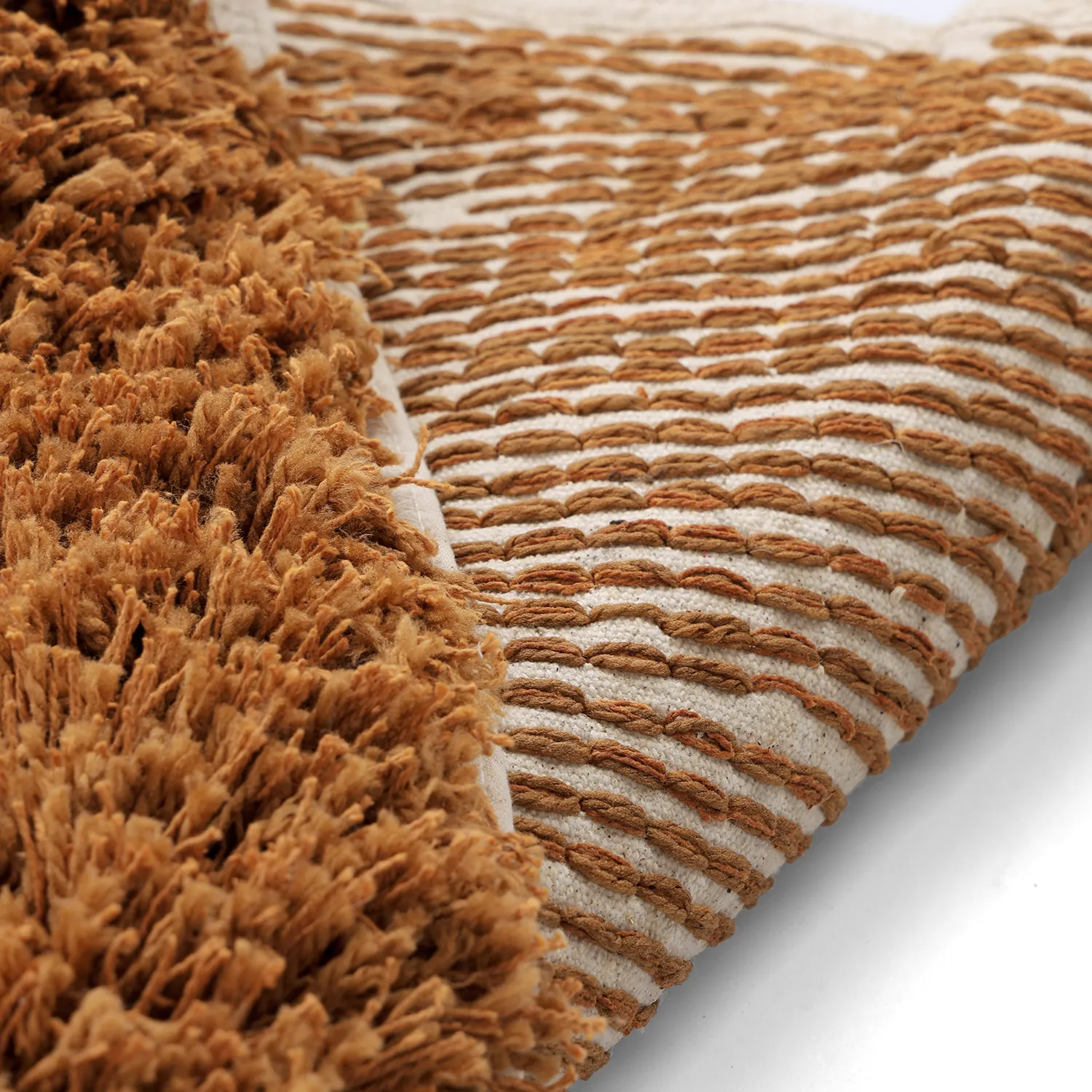 Alfombras redondeadas - Kalymnos Natural Cotton Shaggy (blanco roto/ocre)