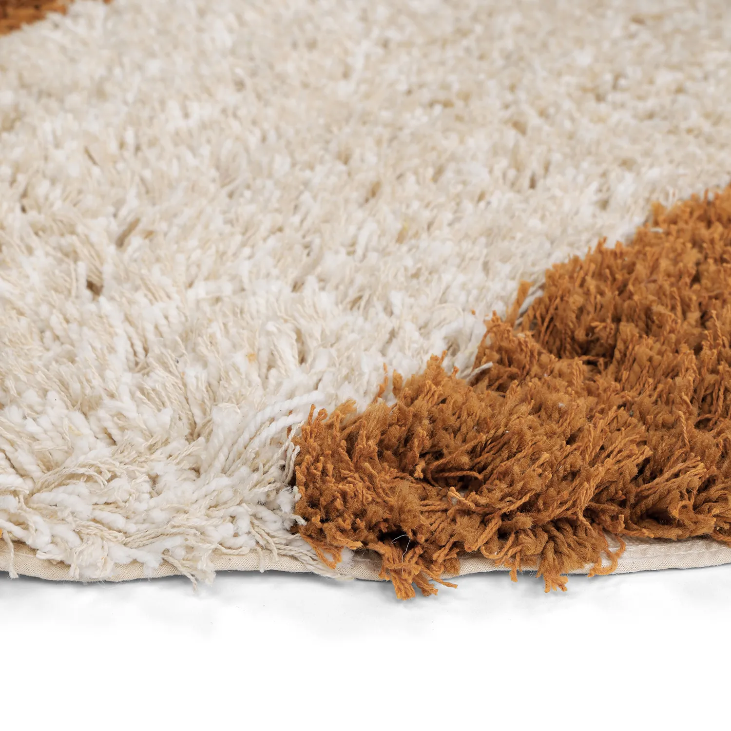 Alfombras redondeadas - Kalymnos Natural Cotton Shaggy (blanco roto/ocre)