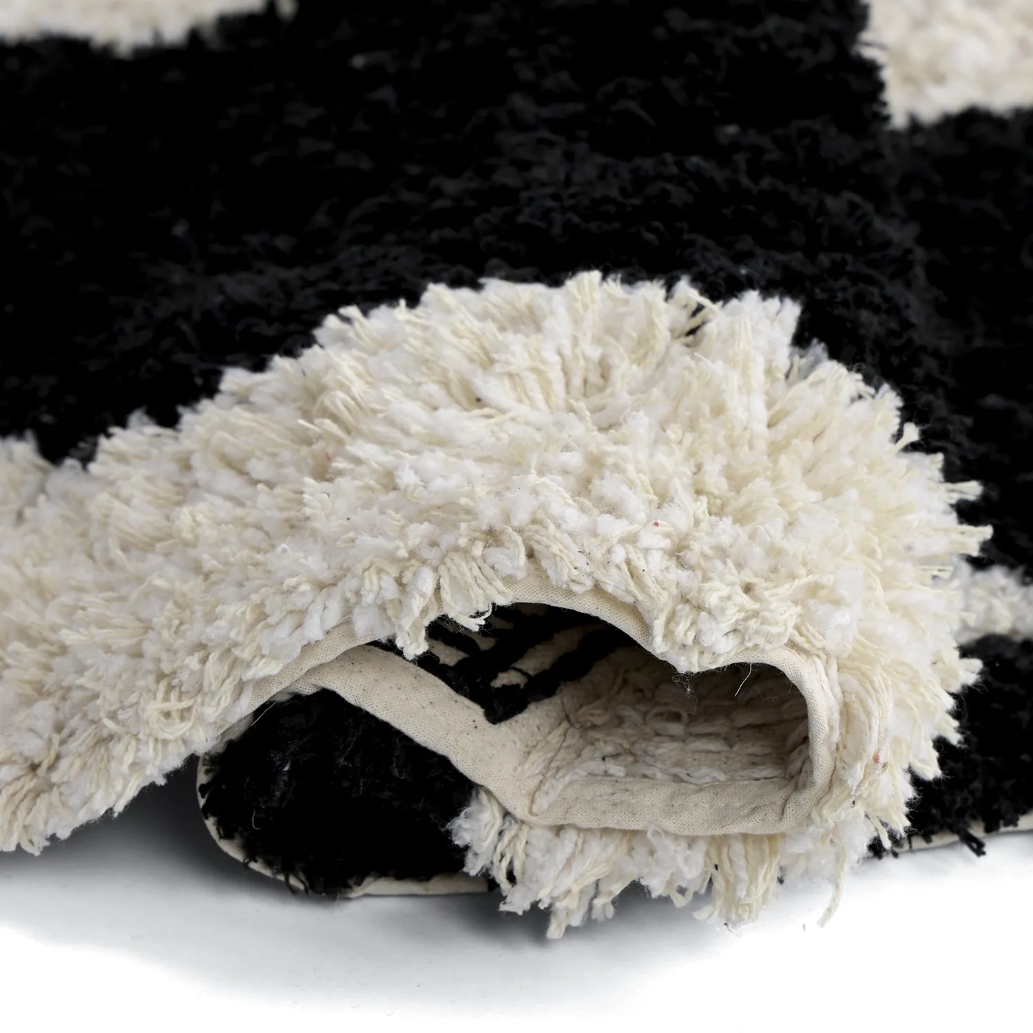Alfombras redondeadas - Marvao Natural Cotton Shaggy (blanco roto/negro)