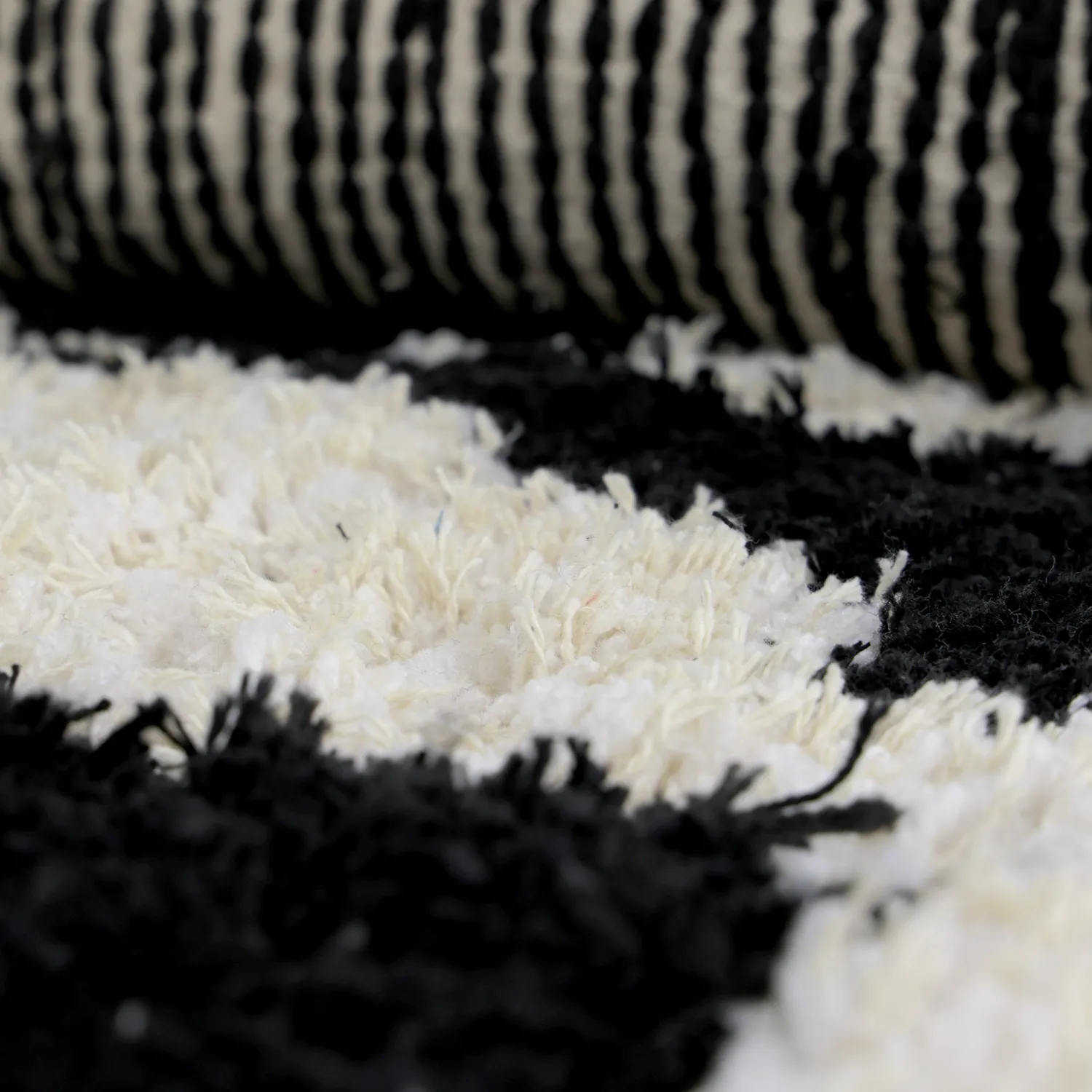 Alfombras redondeadas - Marvao Natural Cotton Shaggy (blanco roto/negro)