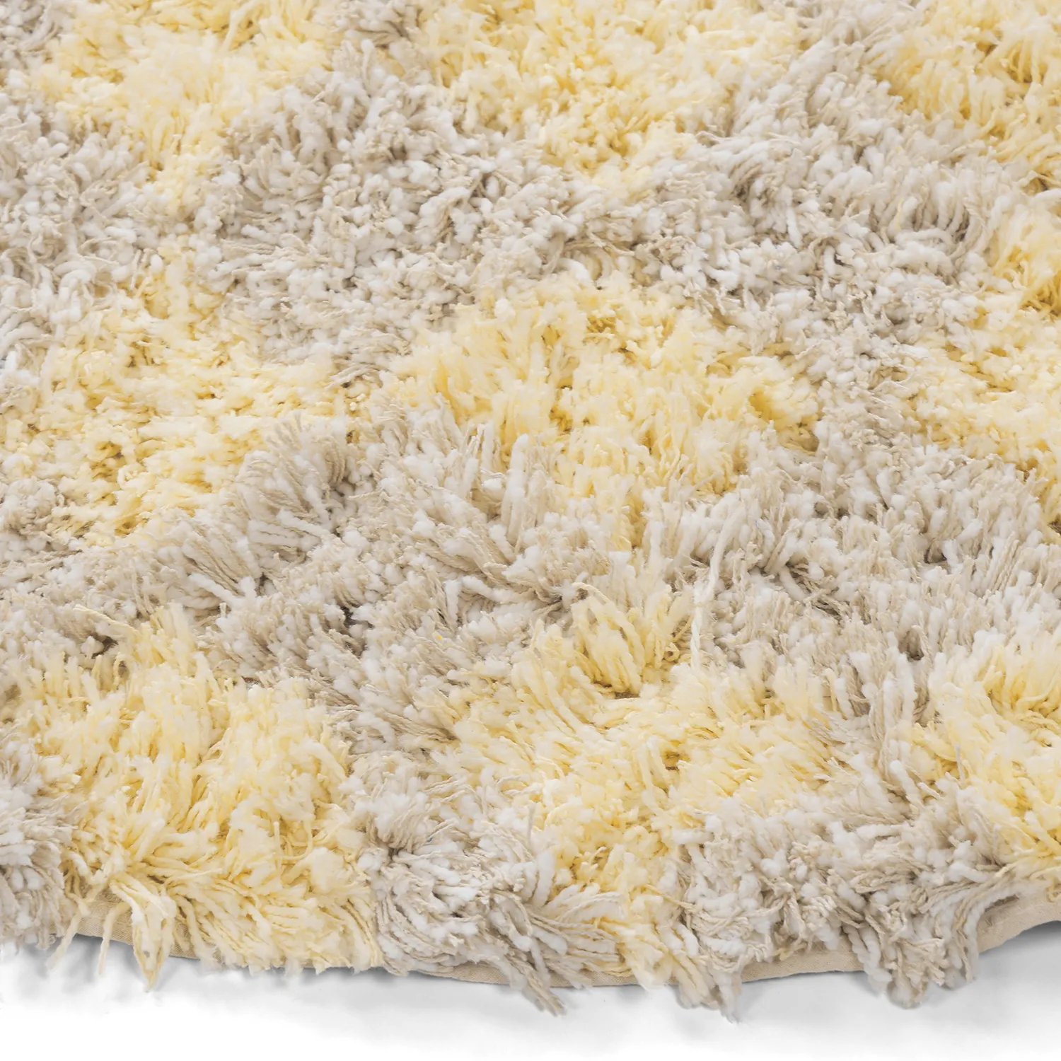 Alfombras redondeadas - Methoni Check Cotton Shaggy (crema/amarillo claro)