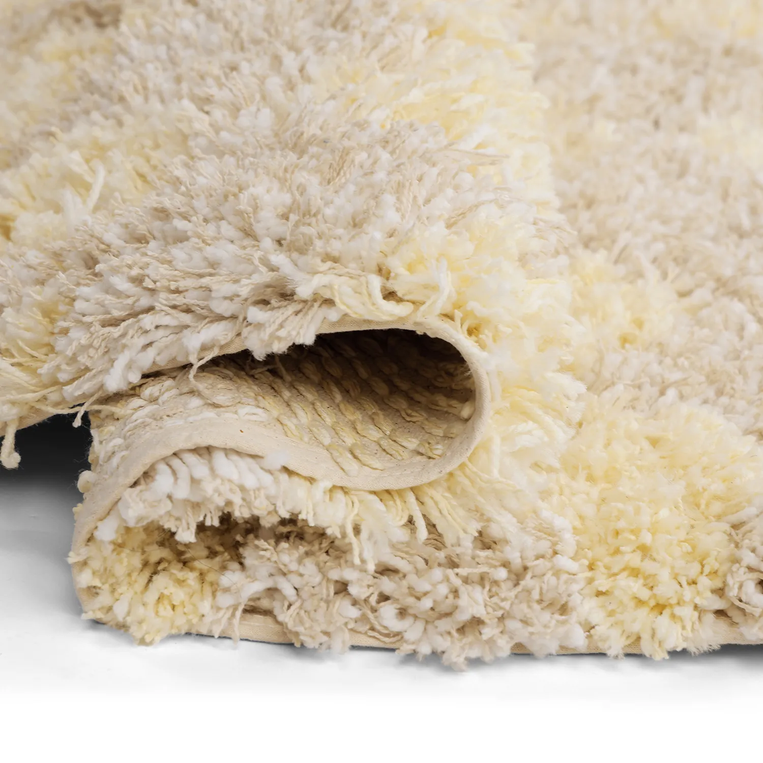 Alfombras redondeadas - Methoni Check Cotton Shaggy (crema/amarillo claro)